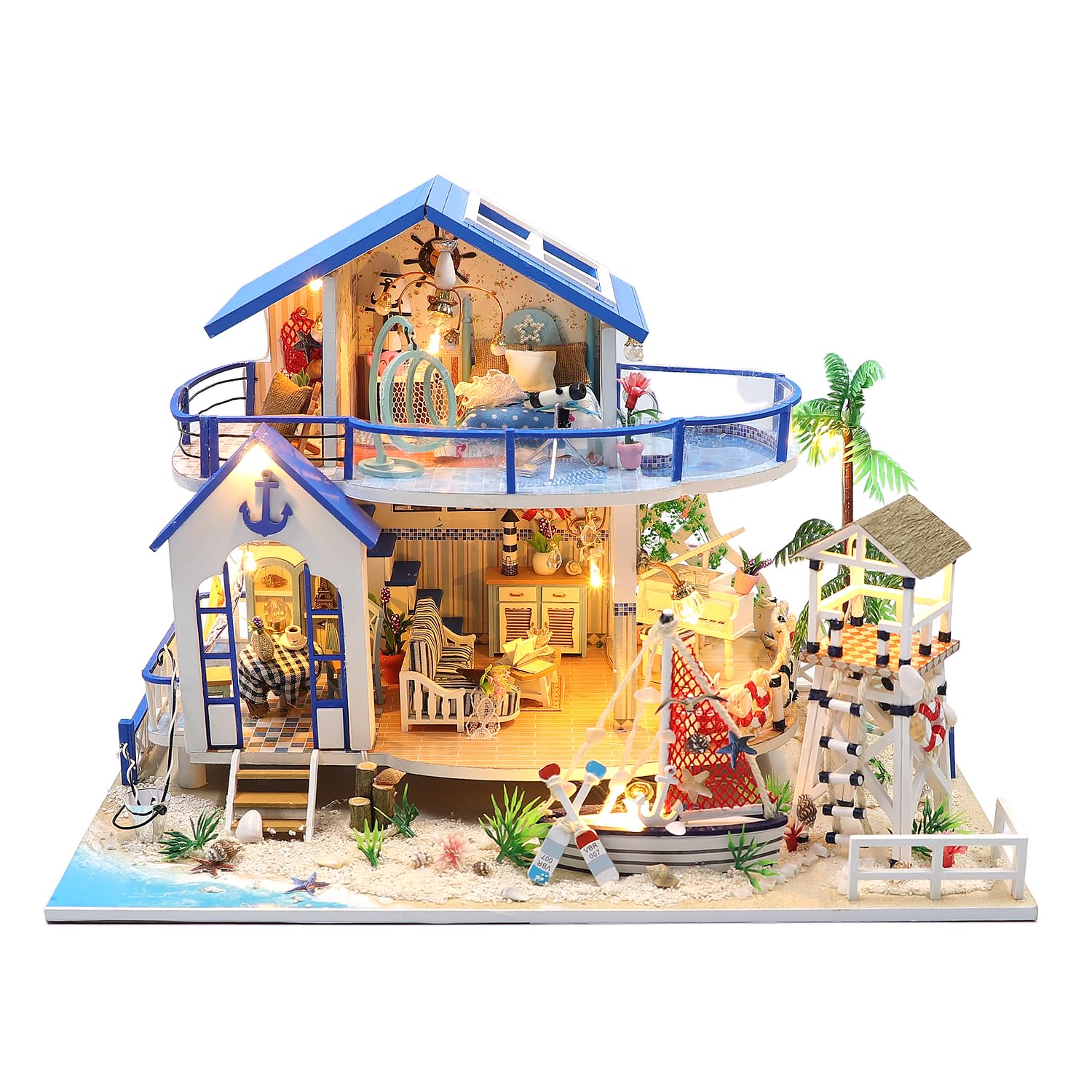 DIY Miniature House Kit - Beach House Model Building Set for Adults & Teens | Creative Craft Project, Home Decor, Gift Idea for Hobbyists & Collectors