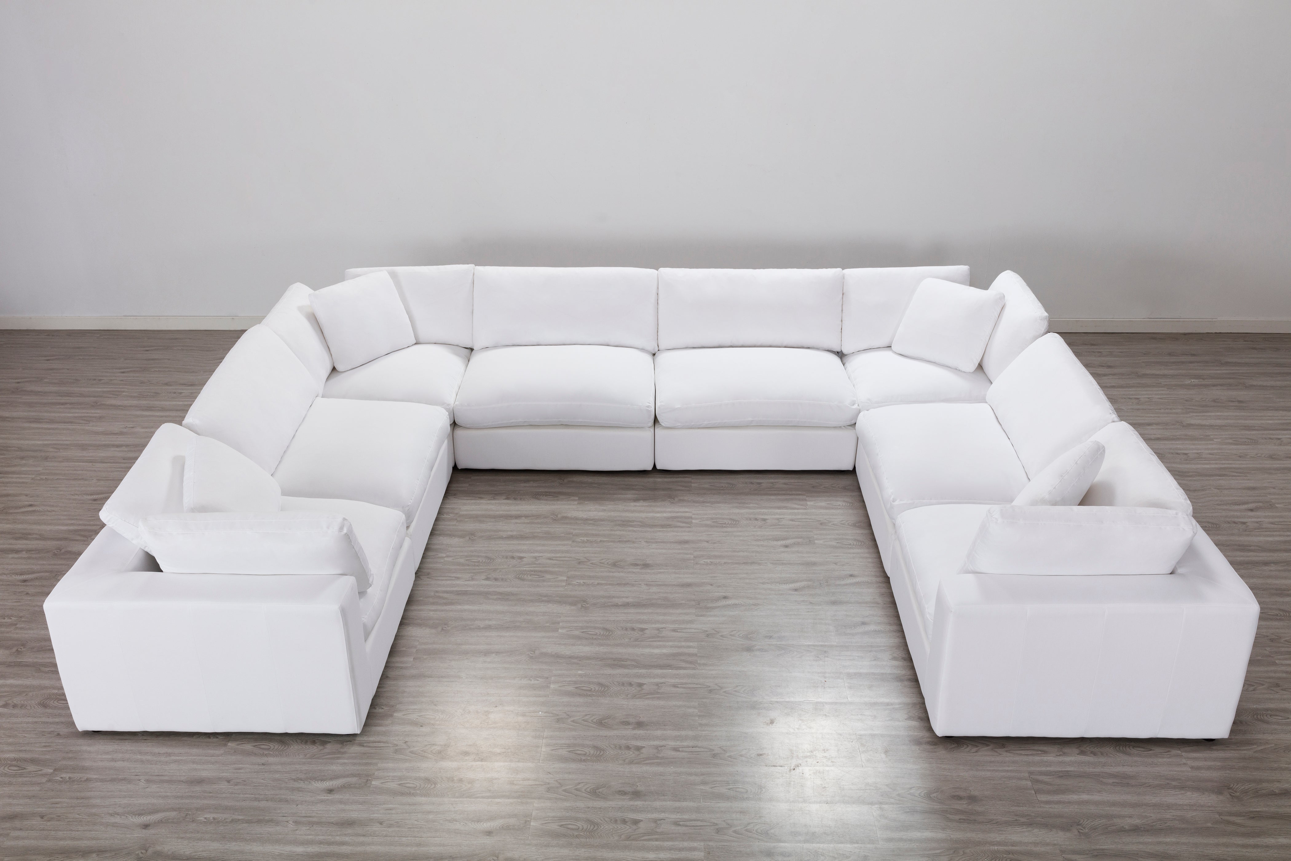 Rivas Contemporary Feather Fill 8-Piece Modular Sectional Sofa in White | Modern Living Room Furniture for Home & Office Comfort