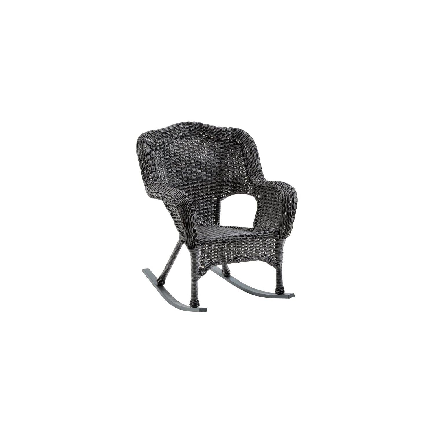 International Caravan Camelback Resin Wicker Rocking Chair - Outdoor Patio Furniture for Garden, Porch & Poolside Relaxation