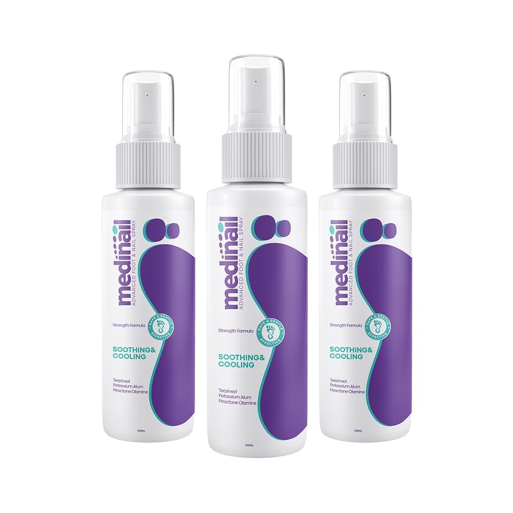 Medinail Advanced Nail Treatment Spray - Toenail & Hand Nail Repair, Strengthener for Fungus & Brittle Nails (10.14 Fl Oz, Pack of 3) - Ideal for Athletes, Pedicures & Daily Foot Care
