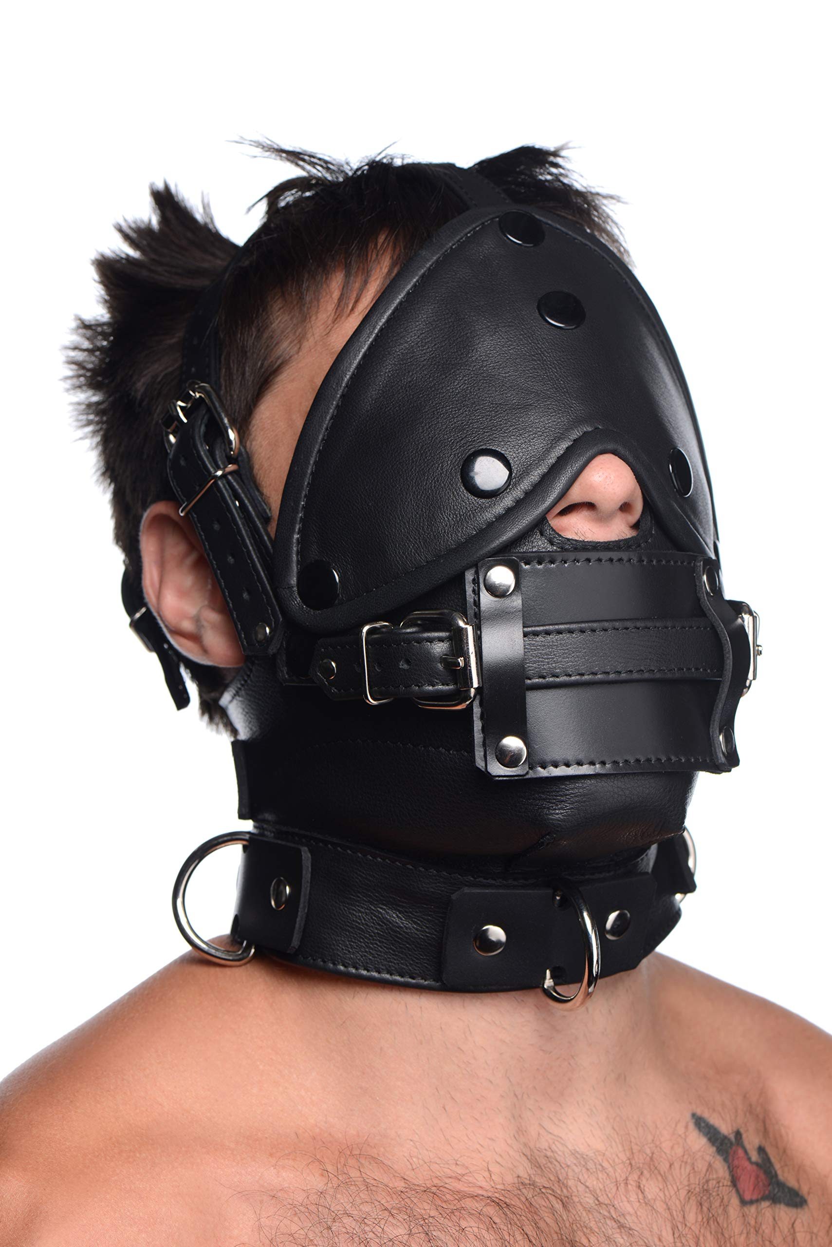 Premium Leather Head Harness with Detachable Gag - BDSM Restraint Gear for Adults, Bondage Accessories for Role Play & Sensory Play
