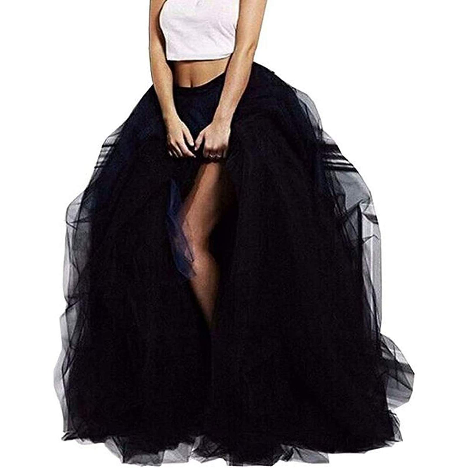Elegant Women's Tulle Tutu Maxi Skirt - High Waist Layered Puffy Princess Ball Gown for Evening Wedding, Prom, Party & Formal Events - Perfect for Bridal Showers, Quinceañeras and Special Occasions