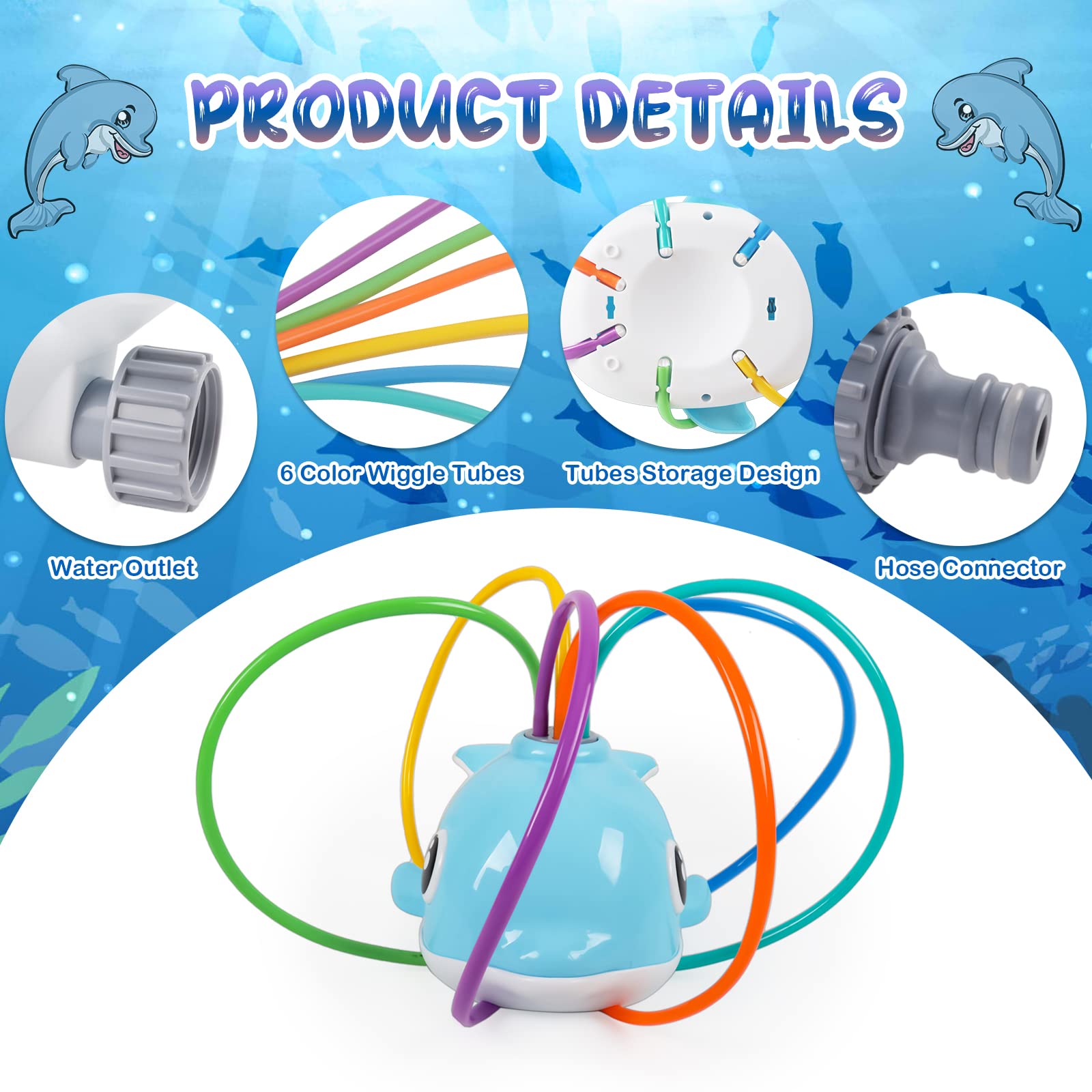 **deAO Wiggle Tube Water Sprinkler Toy for Kids - Outdoor Play Sprinkler with Moving Tubes, Fun Garden & Lawn Water Toy for Boys & Girls Ages 3+ - Perfect for Backyard Fun, Summer Parties & Splash Play**