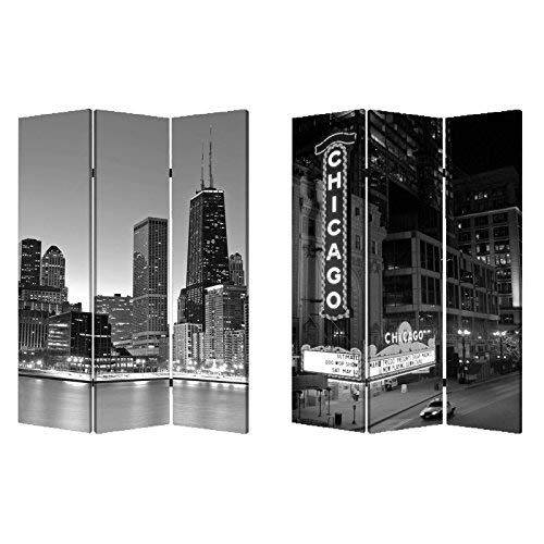 Chicago Room Divider Screen - 3-Panel Folding Privacy Partition for Home & Office - Perfect for Living Room, Bedroom, and Workspace Separation