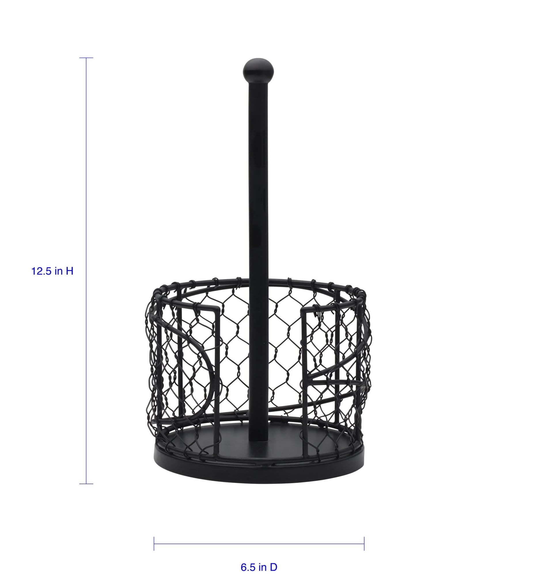 Mikasa Gourmet Basics 12.75-Inch Black Iron Paper Towel Holder - Contemporary Countertop Dispenser with Easy Roll Replacement | Perfect for Kitchen, Bathroom & Farmers Market Decor