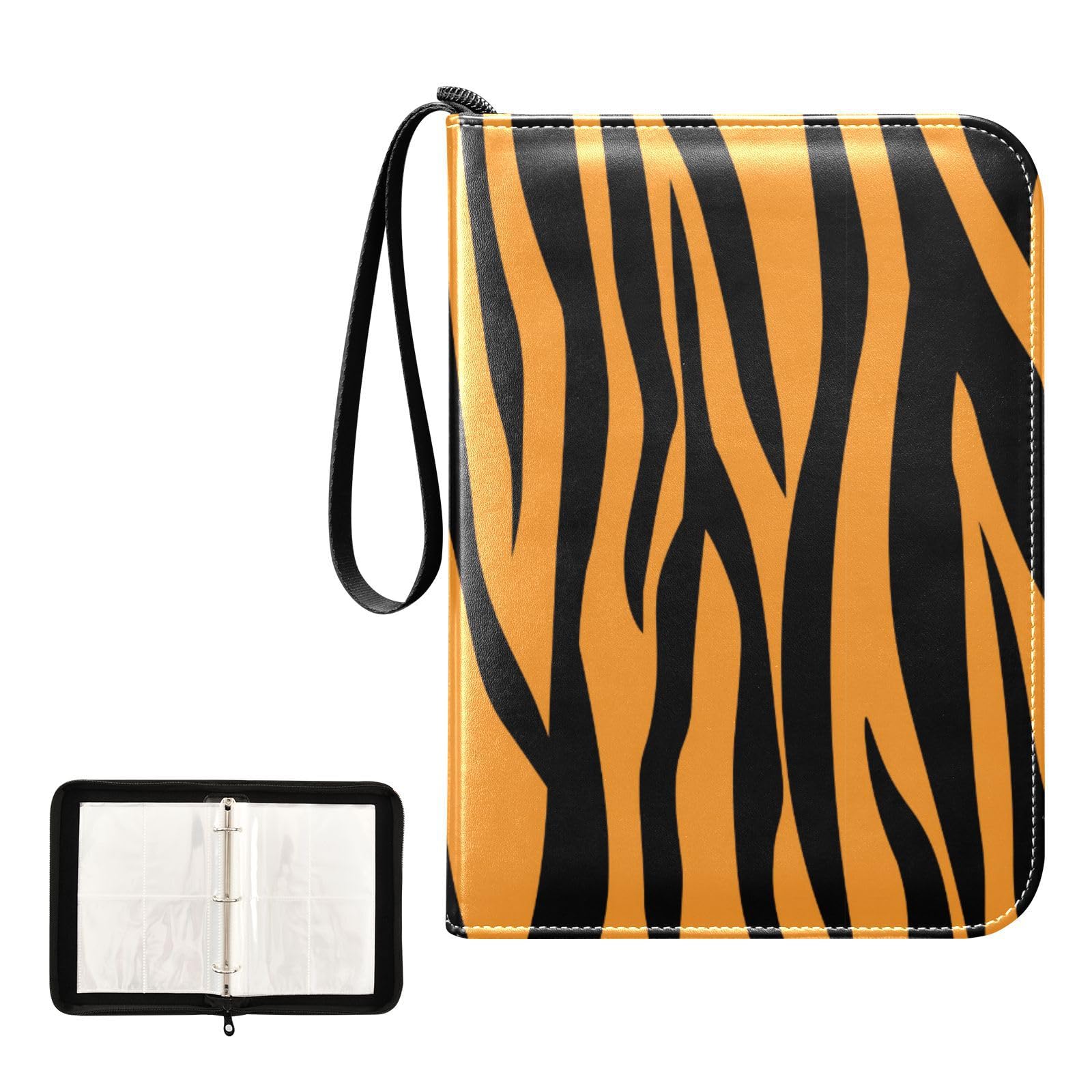 Premium 4-Pocket Tiger Trading Card Binder with 50 Removable Sleeves - 3-Ring Card Album Holds 400+ Sports & Game Cards - Durable Card Case for Collectors, Boys & Girls - Perfect for Storage, Organization & Trading Events