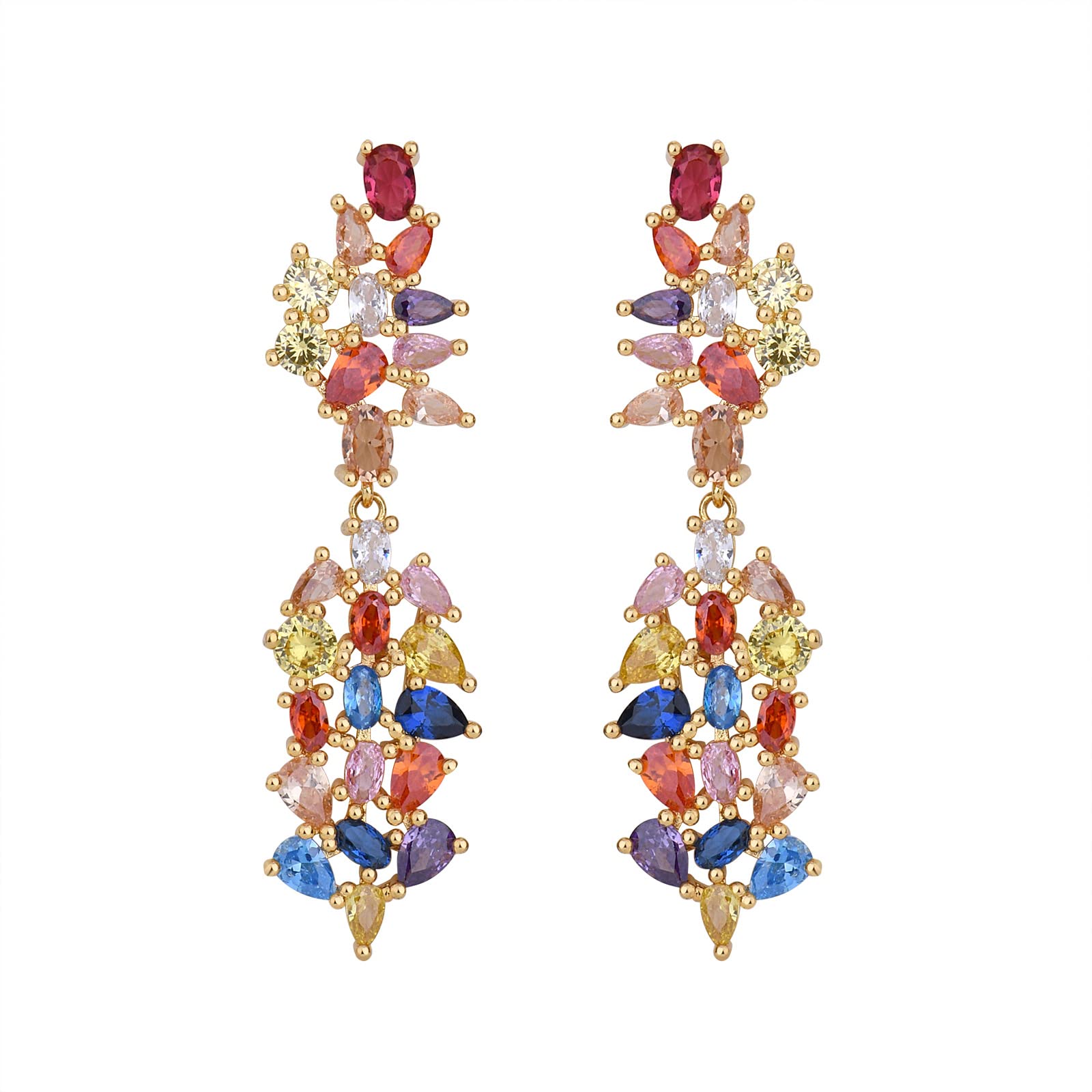 Bohemian Vintage Floral Earrings for Women - Zirconia Crystal Rhinestone Dangle Earrings - Elegant Boho Jewelry for Parties, Weddings & Everyday Wear