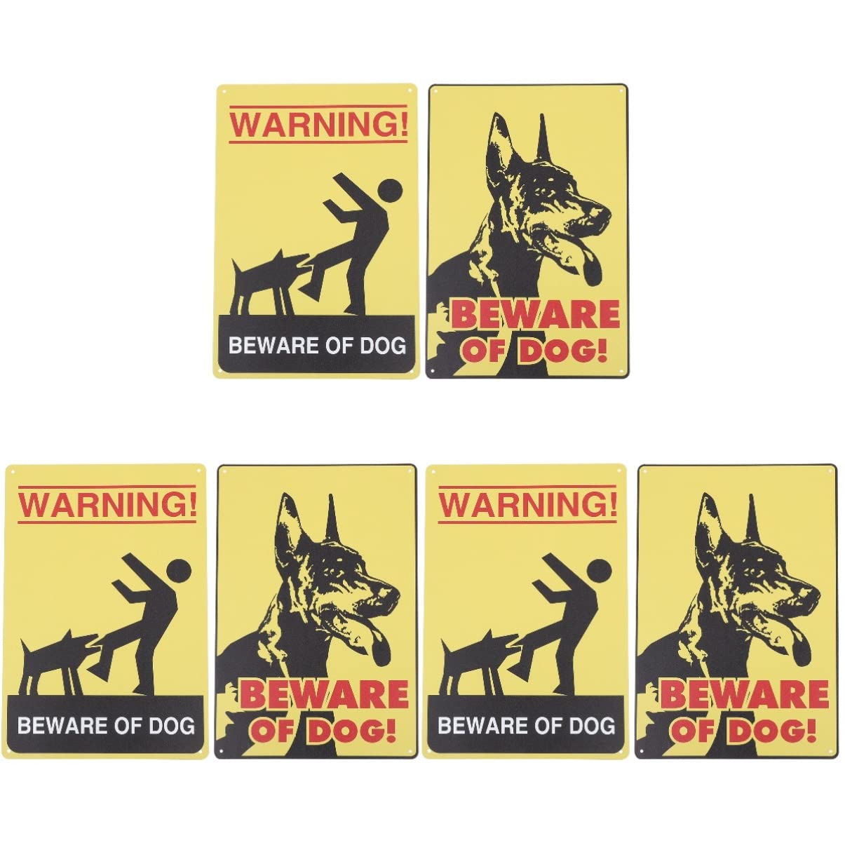 CLISPEED 6 Pack Funny Beware of Dog Signs - Metal Garden Warning Signs for Yard Protection - Perfect for Home Security & Pet Safety Outdoor Decor