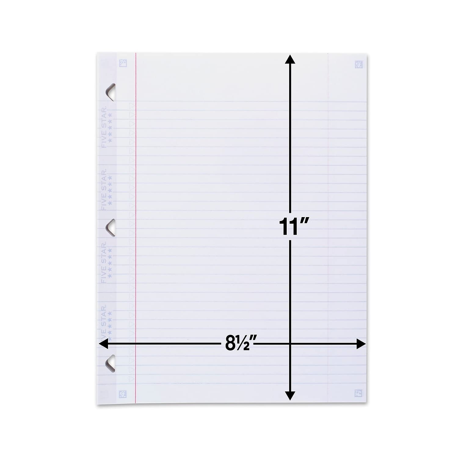 Five Star Reinforced College Ruled Loose Leaf Paper - 8.5 x 11 Inches, 100 Sheets (17010) | Premium Filler Paper for School, Office & Homework | Compatible with Study Apps & 3-Ring Binders