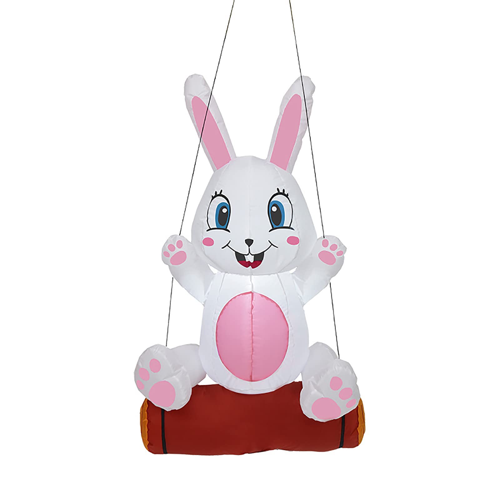 3.9 Ft LED Easter Bunny Inflatable Decorations - Outdoor Blow Up Bunny Sitting on Swing with Built-in Lights for Easter Party, Yard, Garden, Lawn - Perfect for Spring Celebrations, Home Decor & Holiday Festivities