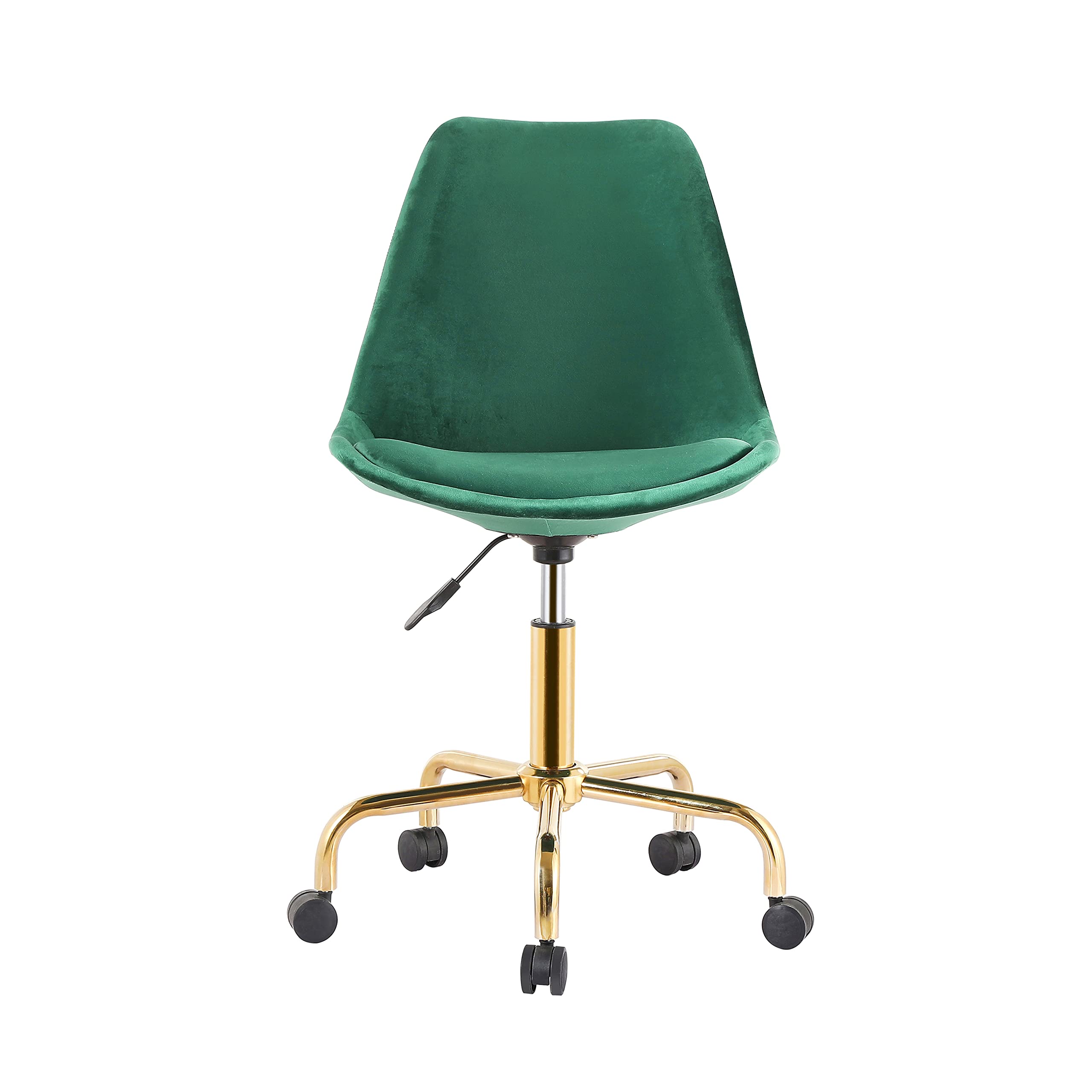 Porthos Home Ally Velvet Office Chair - Soft Velvet Upholstery with Gold Chrome Legs & Roller Caster Wheels, Adjustable Seat & 360° Swivel - Ergonomic Desk Chair for Home Office, Studio & Small Workspace - Perfect for Zoom Meetings & Long Work Sessions