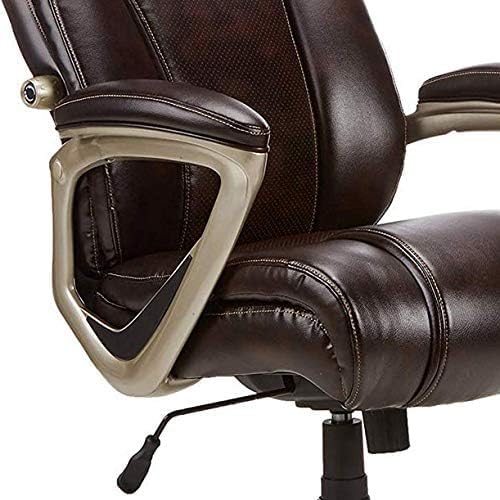Amazon Basics Big & Tall Executive Office Desk Chair with Lumbar Support - Adjustable Height & 350 Lb Capacity - Black Pewter Finish (28.5
