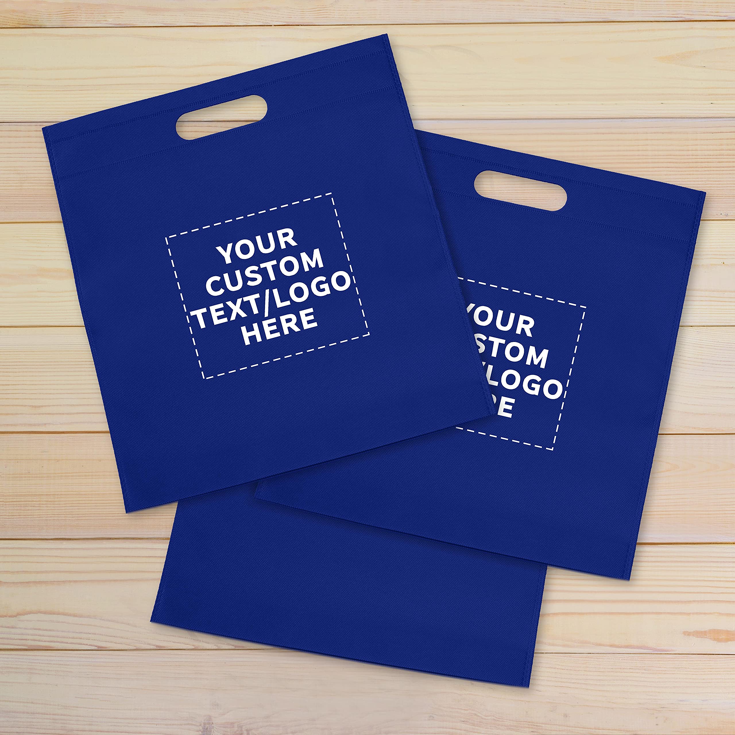 50 Pack Customizable Non-Woven Tote Bags with Die-Cut Handles - Eco-Friendly, Reusable & Soft Exhibition Promotional Bags (15