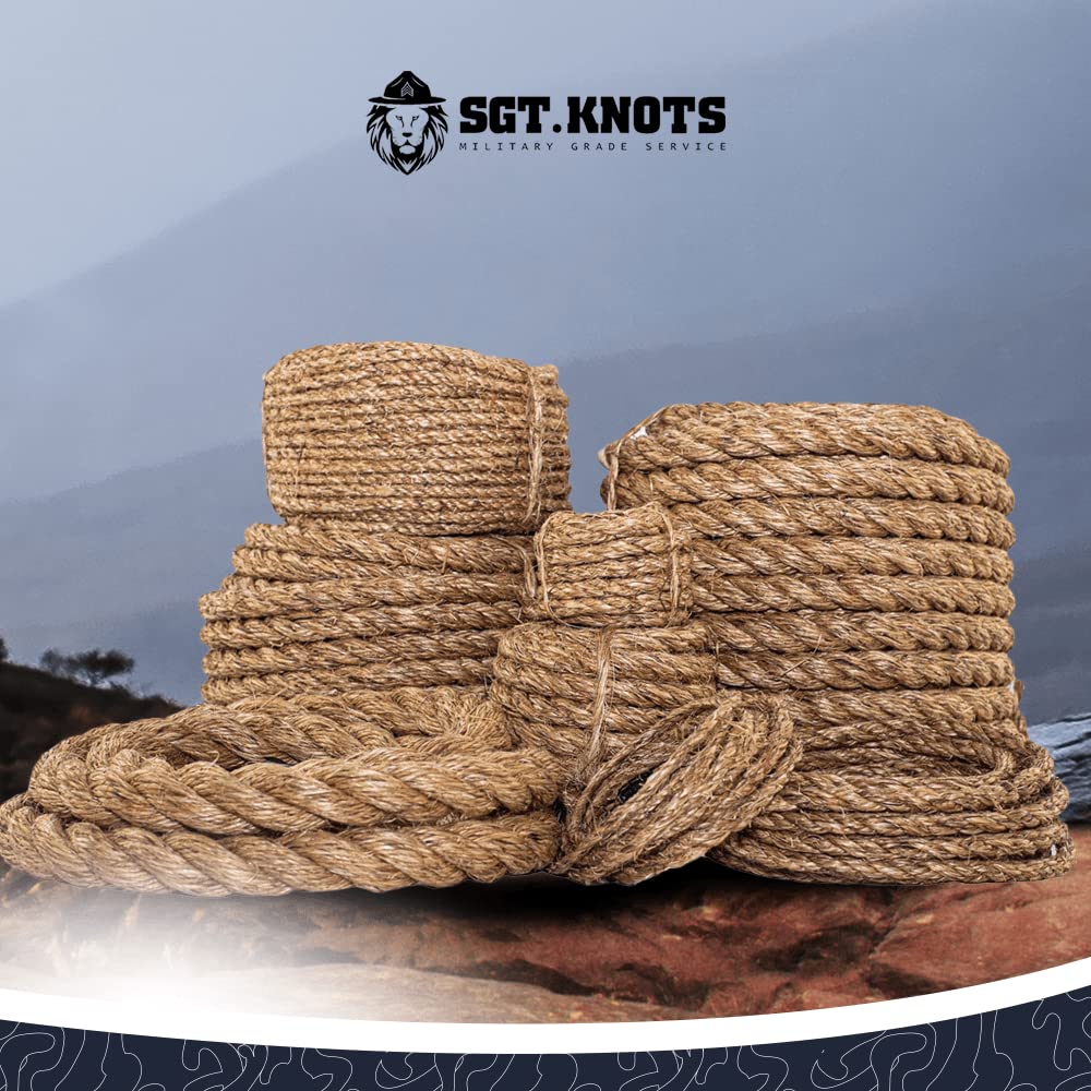 SGT KNOTS 3/4 Inch x 400 Ft Natural Twisted Manila Rope - 3 Strand Hemp Rope for Crafts, DIY Projects, Home Decor, Climbing | Indoor & Outdoor Use for Decorative, Marine, Gardening, and Camping Needs