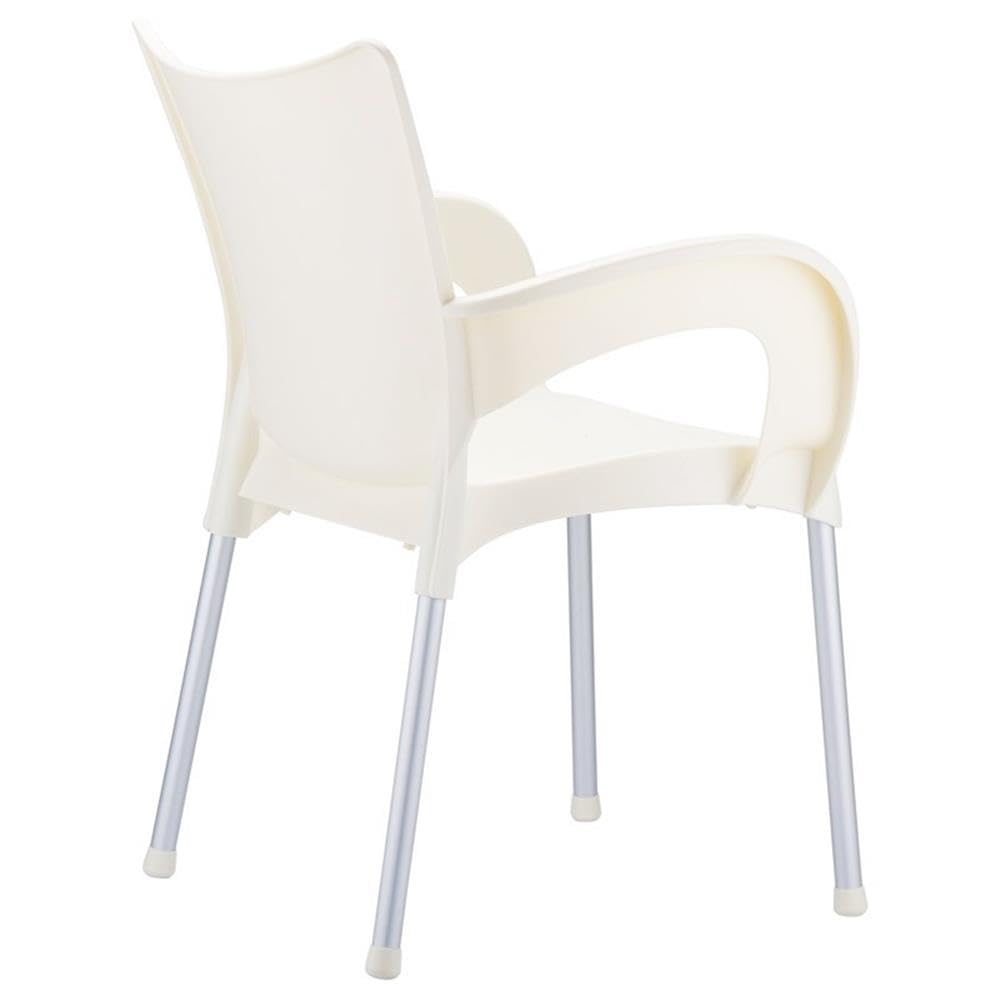 Premium Beige Resin Patio Dining Arm Chairs (Set of 4) - Weather-Resistant Outdoor Furniture for Garden, Poolside & Backyard Relaxation