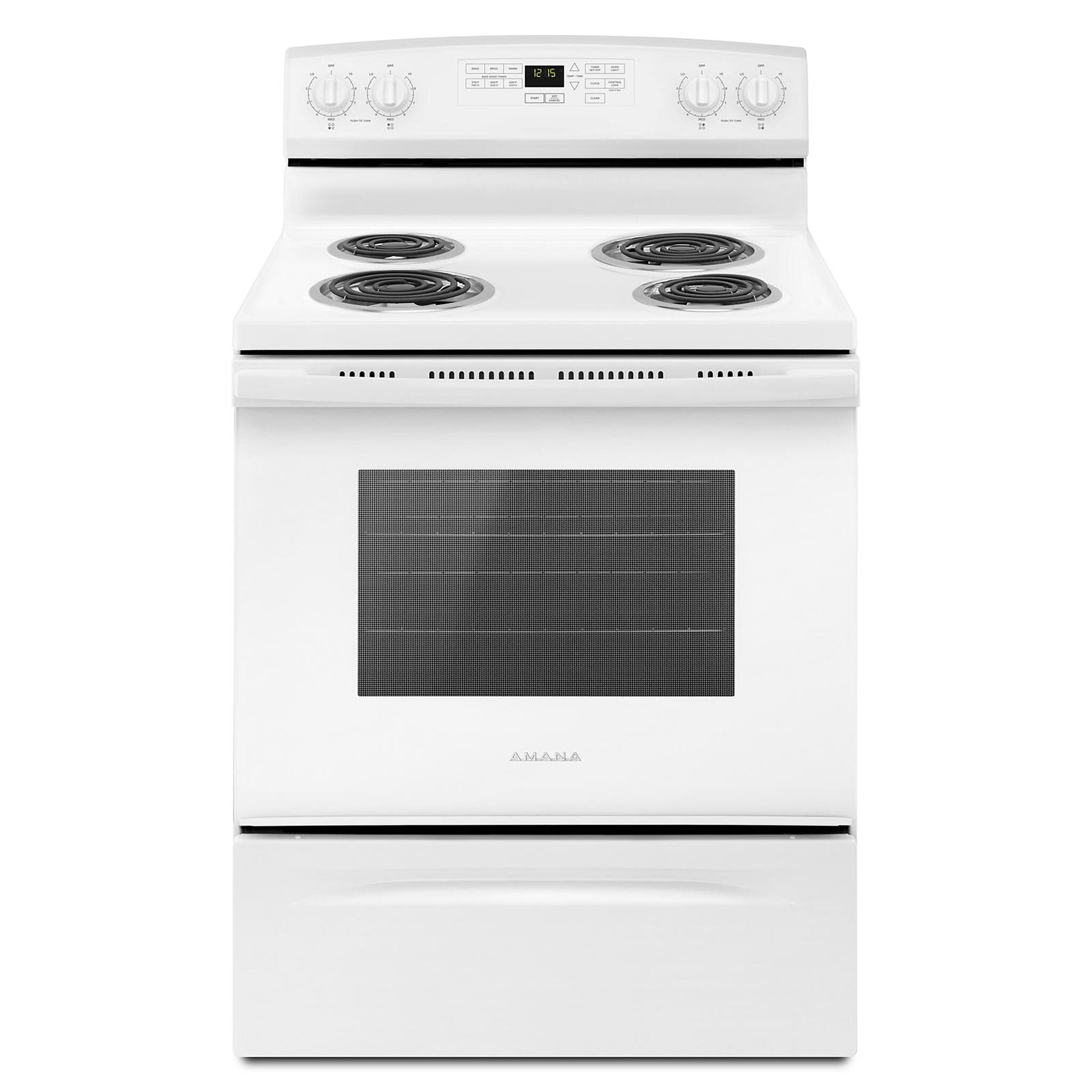 Amana White Freestanding Electric Range 30 Inch - 4.8 Cu. Ft. Oven Capacity with Self-Cleaning & 4 Coil Elements - YACR4503SFW - Perfect for Home Kitchens & Small Restaurants
