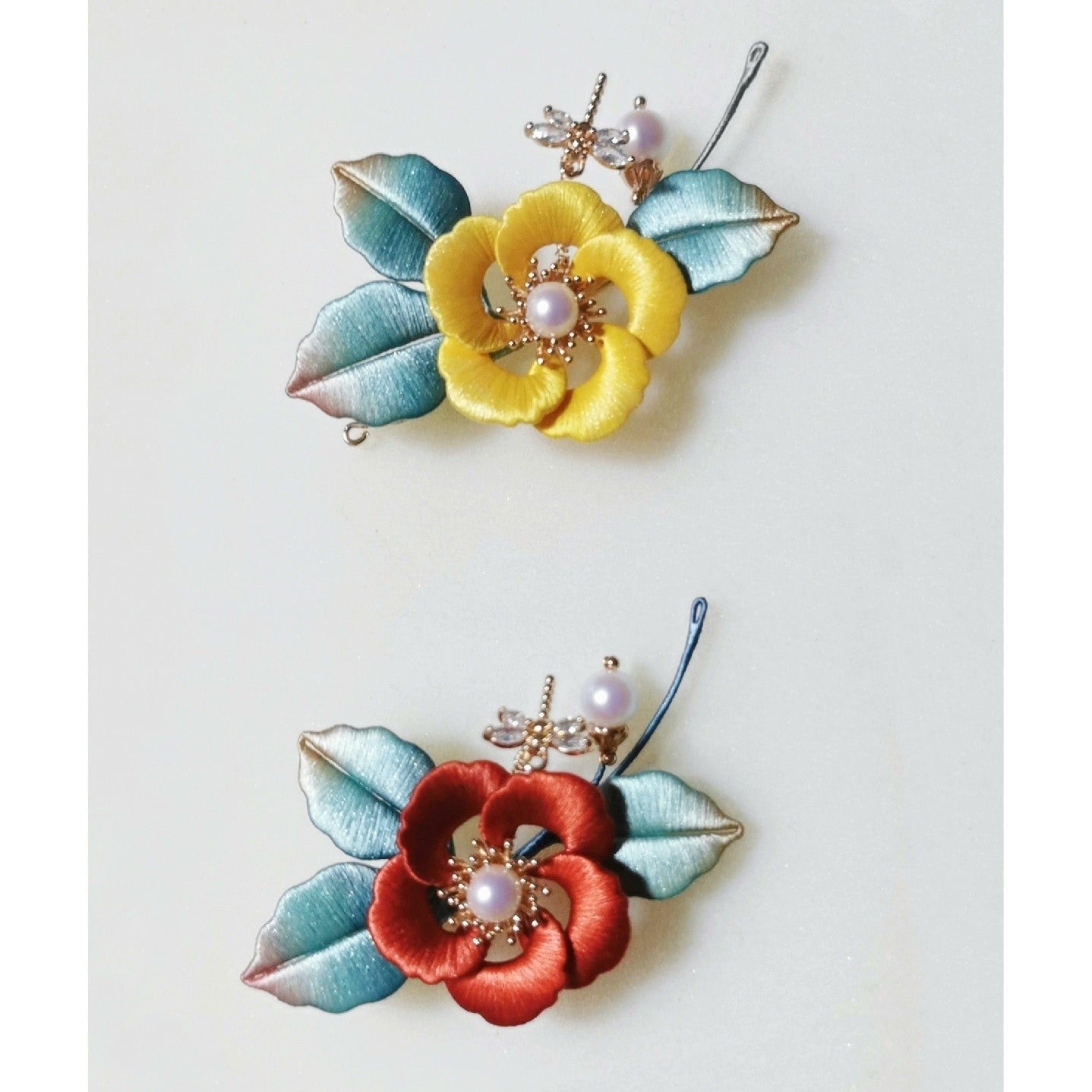 Handmade Silk Brooch - Elegant Floral Design (Camellia) for Women | Perfect for Weddings, Parties & Special Occasions | Vintage Inspired Fashion Accessory