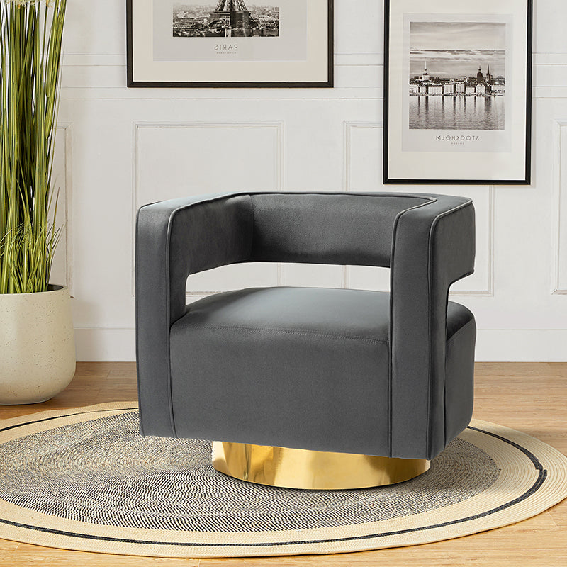 Agata Velvet Swivel Barrel Armchair - Modern Velvet Accent Chair with 360° Rotation for Living Room, Bedroom & Office