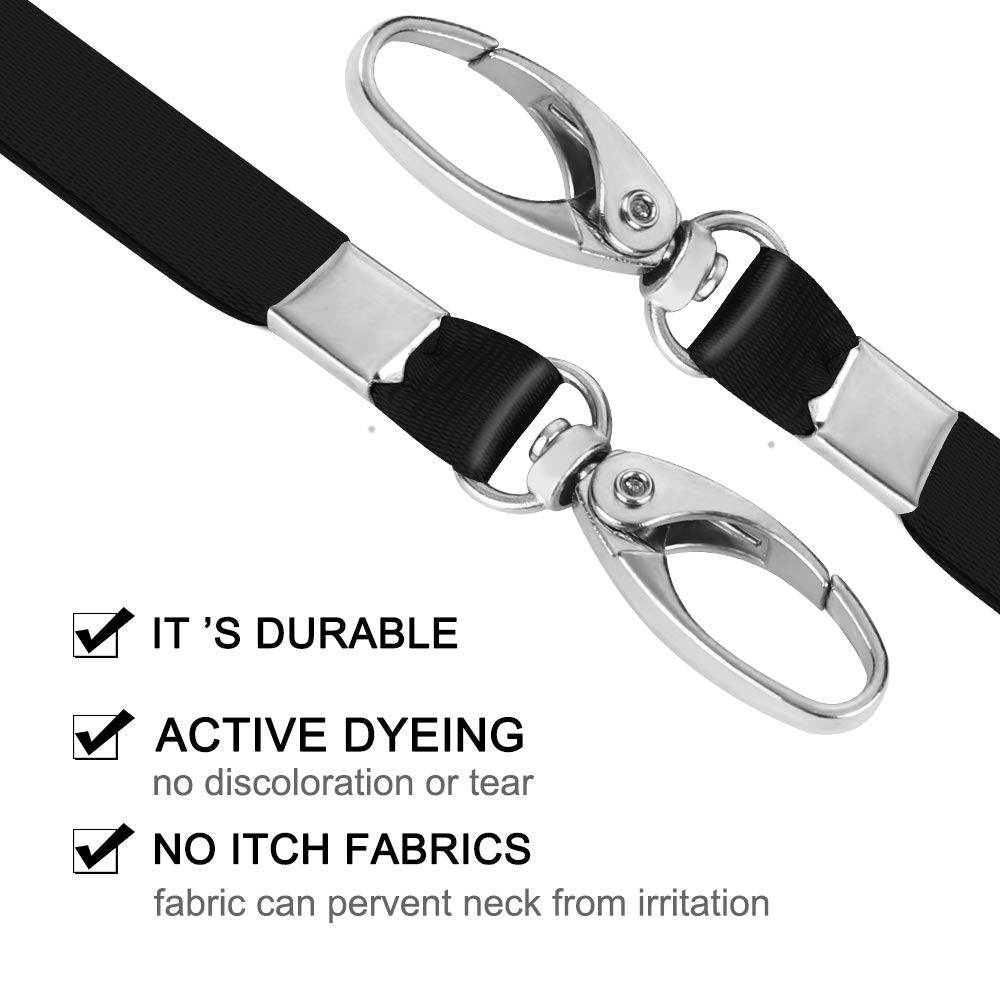 50 Pack Bulk Lanyards with Clips & Hook for ID Badges & Kids - School & Office Use