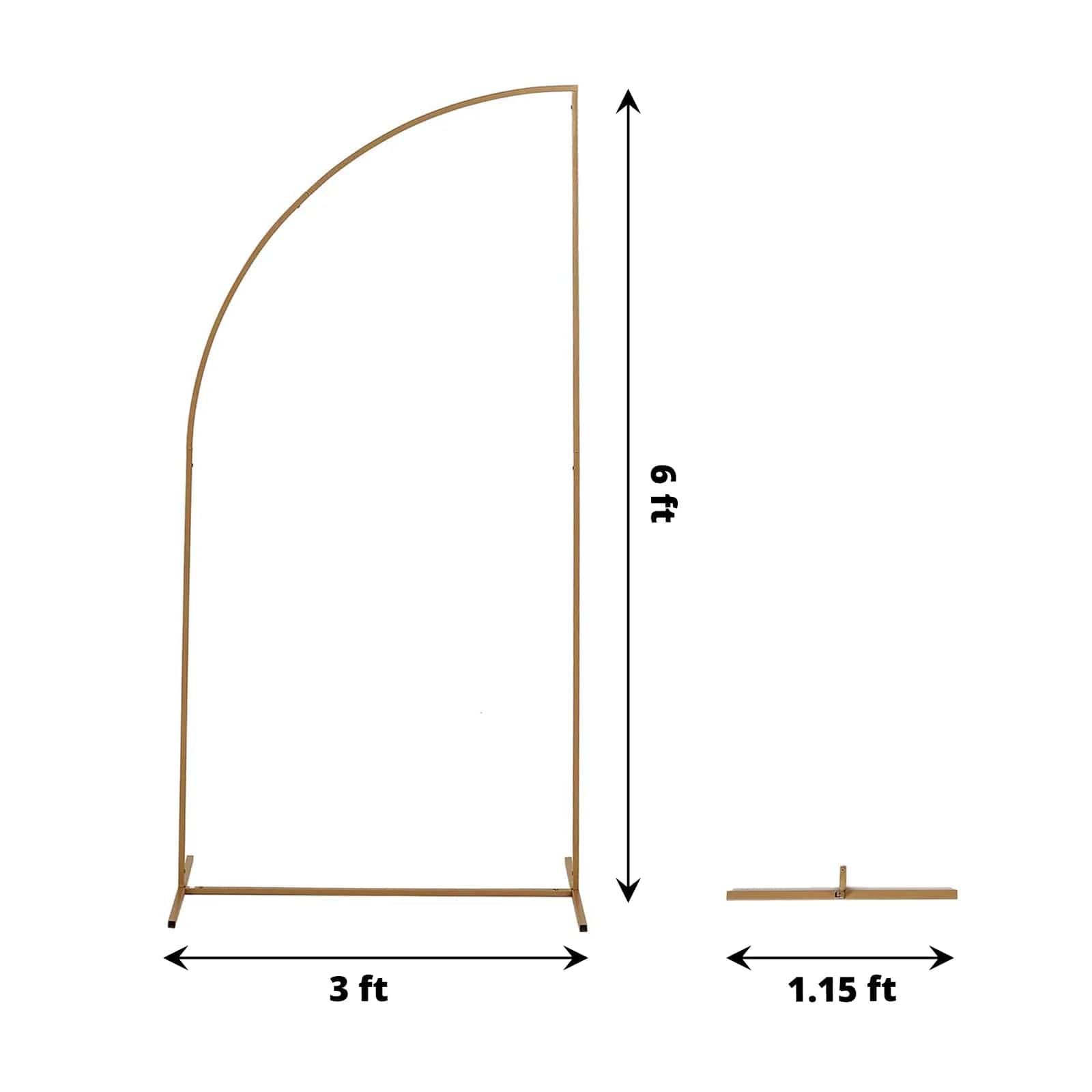 Half Moon Metal Floral Display Frame - Gold Wedding Arch Backdrop Stand for Outdoor Ceremonies, Photo Shoots & Garden Decor