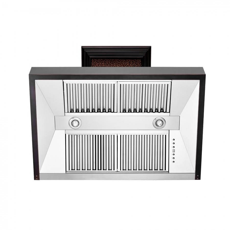 ZLINE Designer Series Wall Mount Range Hood in Hand Hammered Copper & Oil Rubbed Bronze (655 HBXXX) - Premium Kitchen Ventilation for Modern Homes & Restaurants