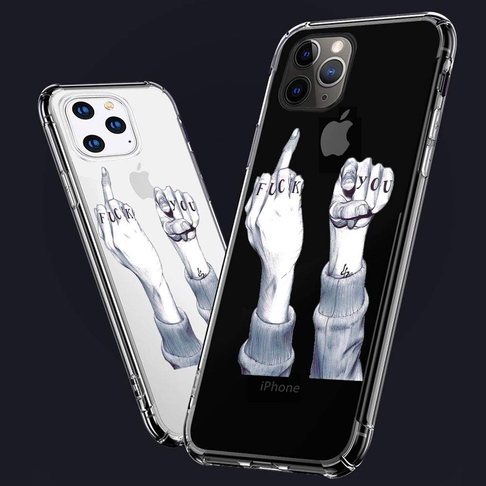 CARLOCA iPhone 11 Pro Case - Clear Transparent TPU Bumper Protective Cover with Stylish Fuck You Pattern Design | Shockproof Slim Fit Phone Cover for iPhone 11 Pro (2019) | Perfect for Daily Use, Work & Travel Protection