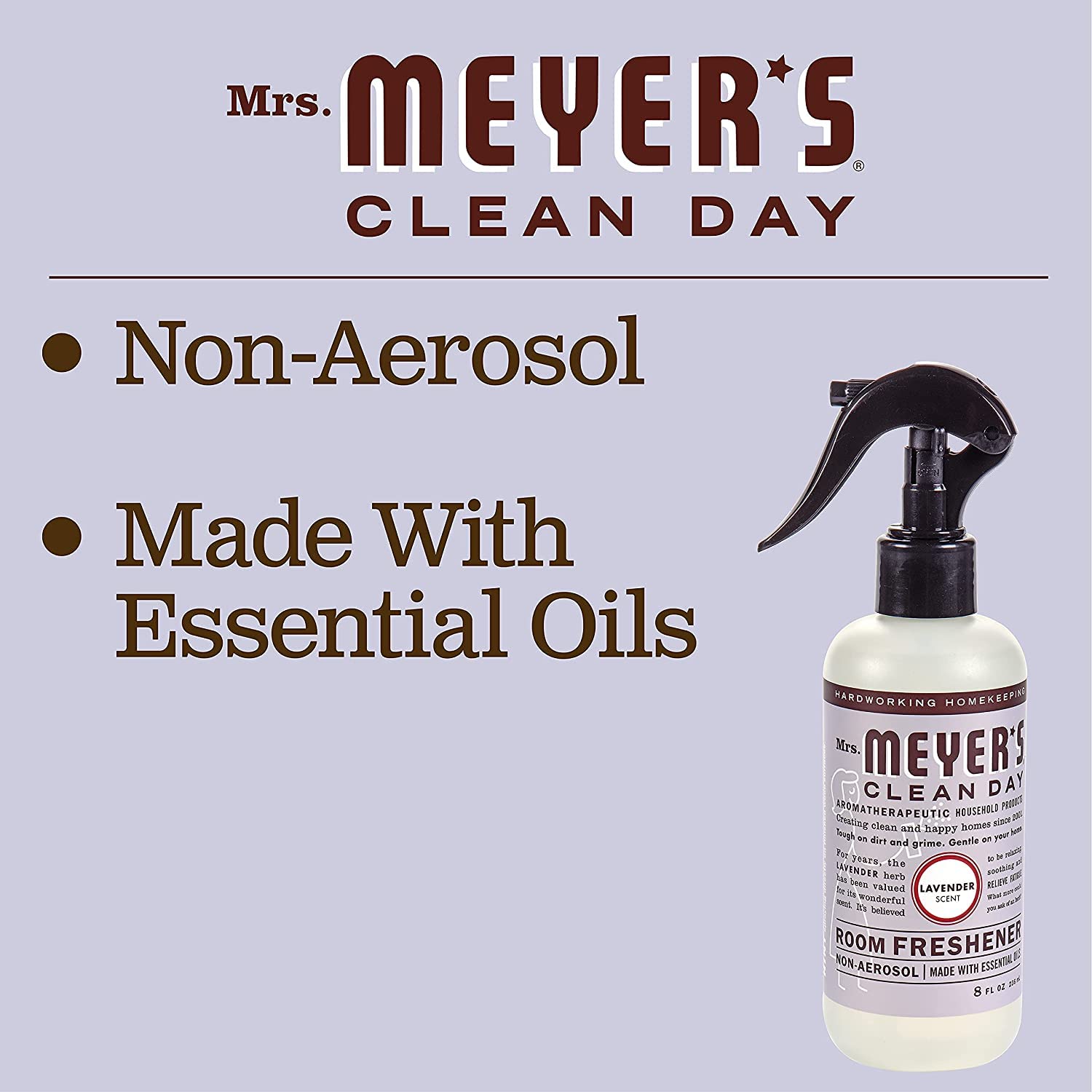 Mrs. Meyer's Clean Day Lavender Room Freshener Spray - 8 Fl Oz (Pack of 6) | Natural Air Freshener for Home, Bathroom & Bedroom | Refreshing Scent for Daily Use