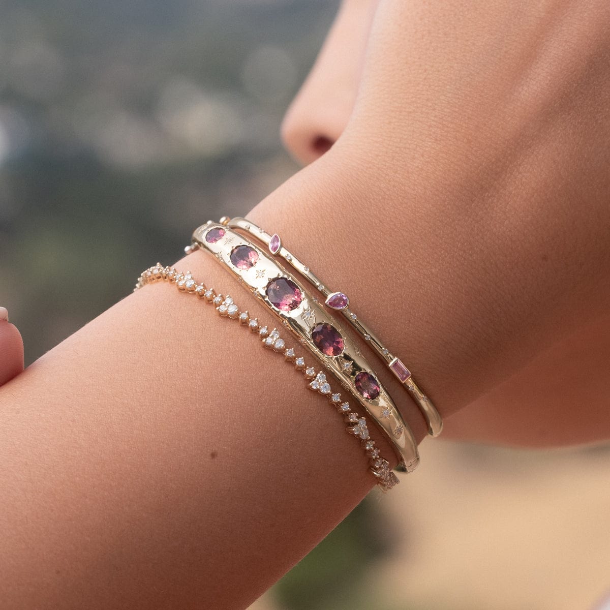 14K Gold Diamond Trio Tennis Bracelet for Women - Elegant Stackable Bracelet for Wedding, Anniversary & Everyday Wear