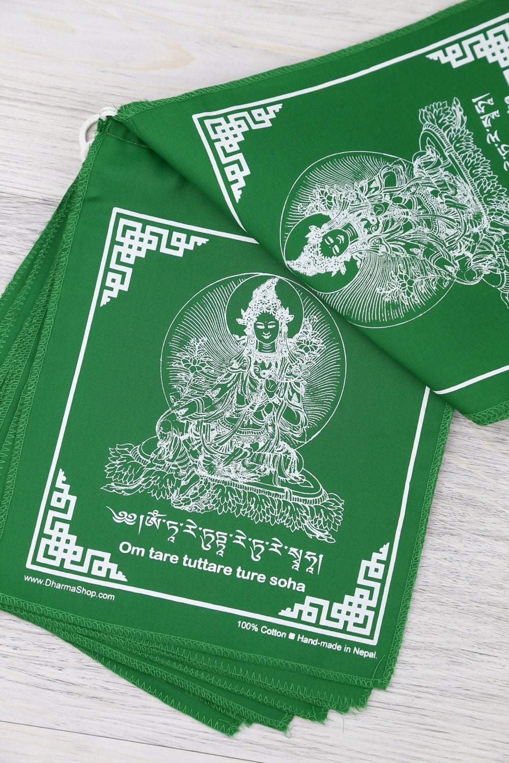 Authentic Green Tara Prayer Flags - Buddhist Prayer Flags for Peace & Blessings - Perfect for Home, Garden & Meditation Spaces