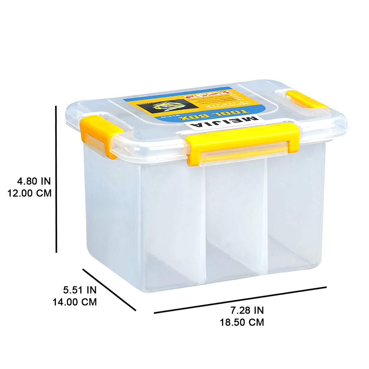MEIJIA Plastic Tool Organizer Box with Removable Dividers - 7.5 Inch Storage Container for Workshop, Garage & Craft Supplies | Durable Toolbox for Screws, Nails & Small Parts Organization