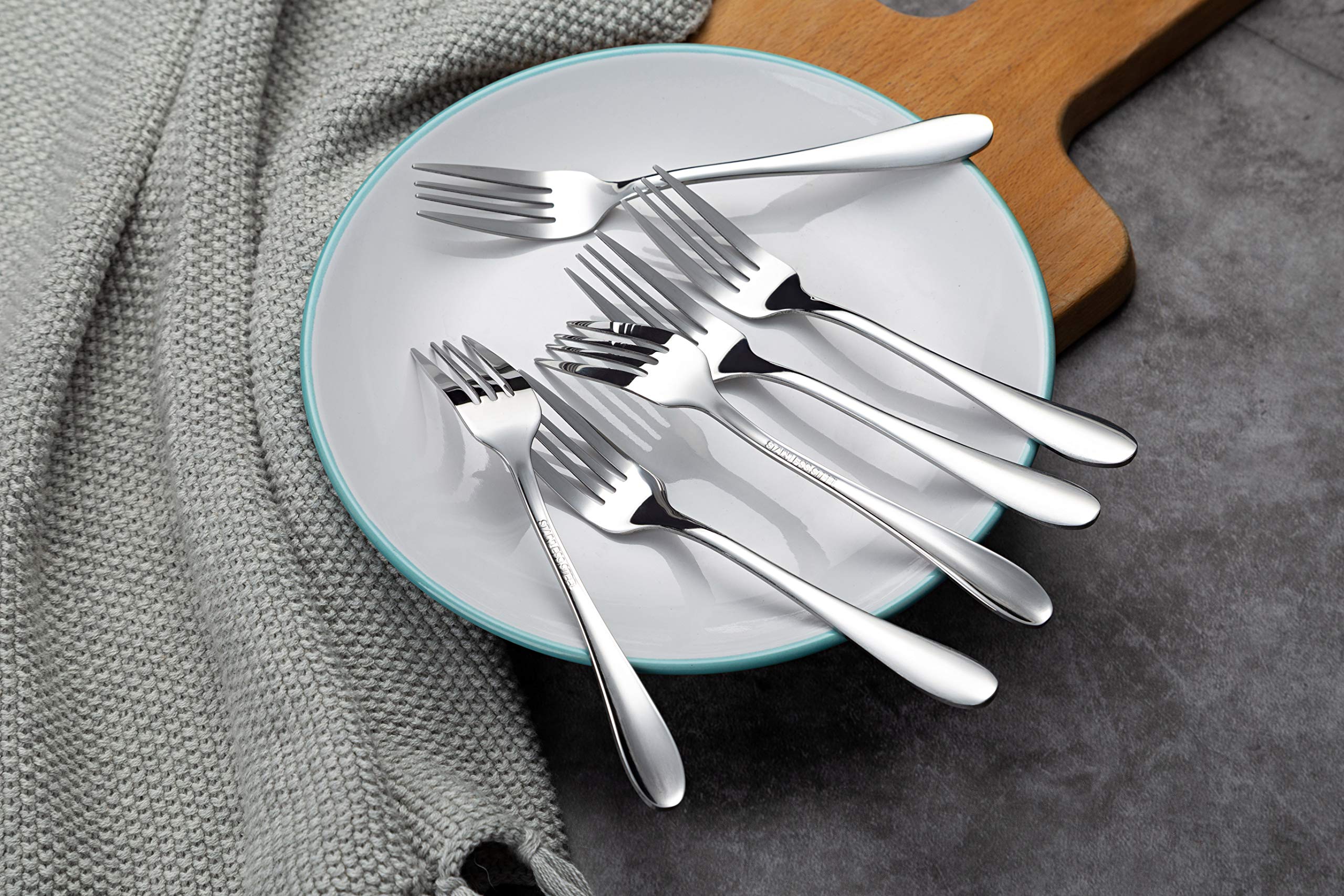 12-Piece Stainless Steel Dessert Forks Set - 6.7 Inch Elegant Salad Forks for Parties, Weddings, and Fine Dining - Dishwasher Safe & Rust-Resistant Cutlery