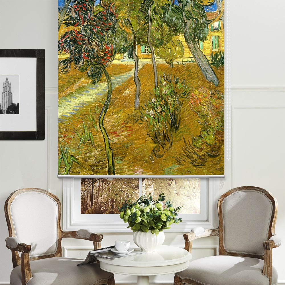 Premium Blackout Window Shades - Vincent Van Gogh 'Trees in The Garden of Saint-Paul Hospital' Design, UV Protection Custom Roller Blinds 39