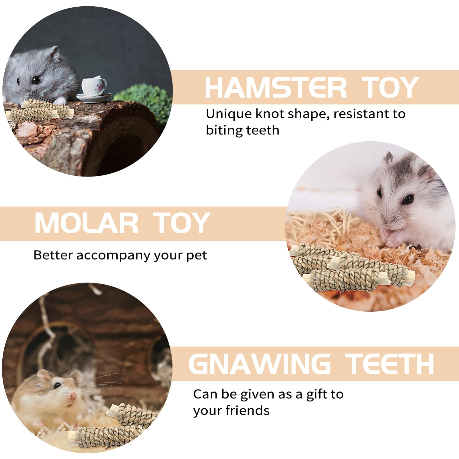 Balacoo 2-Pack Natural Wooden Hamster Chew Toys - Small Animal Teething & Foraging Toys for Hamsters, Chinchillas, Puppies & Parrots - Safe Biting & Grinding Orb for Pet Dental Care & Cage Enrichment