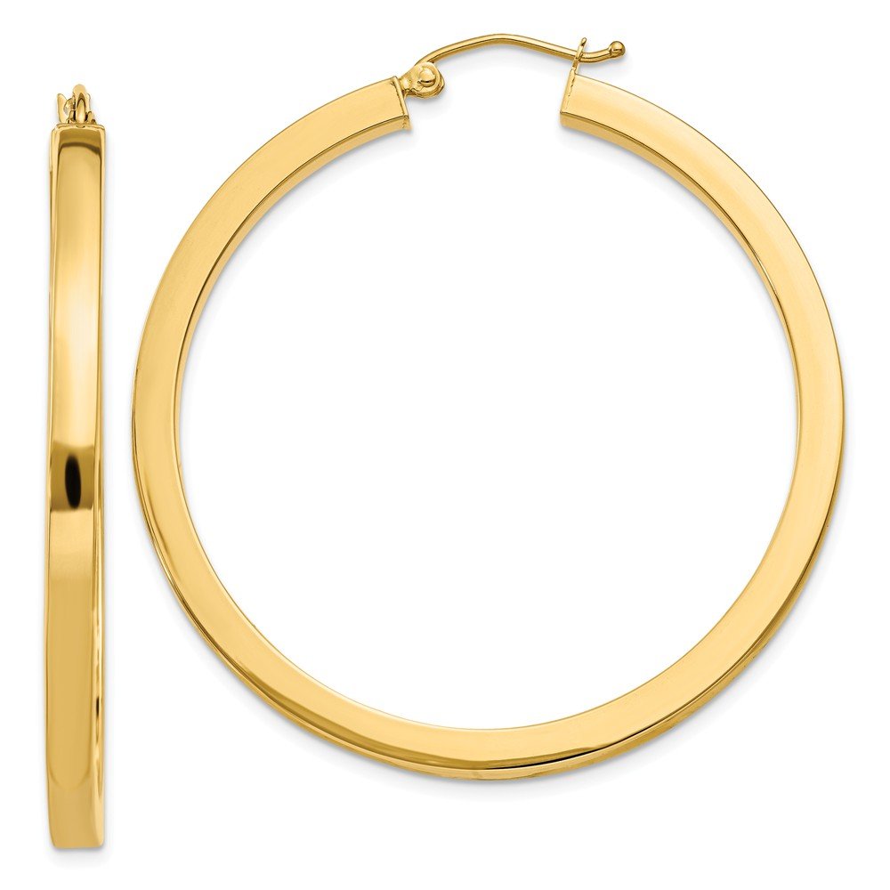 14K Yellow Gold 3mm Polished Square Hoop Earrings for Women - Hypoallergenic Luxury Jewelry - Perfect for Everyday Wear, Parties & Special Occasions