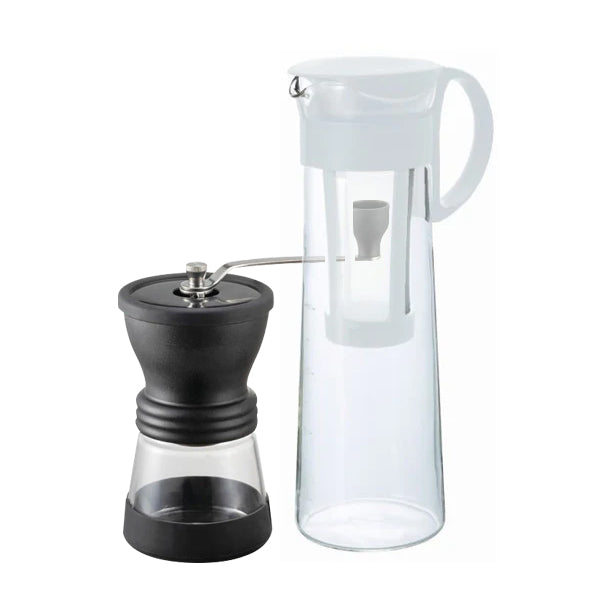 Hario Cold Brew Coffee Maker & Grinder Bundle - Perfect for Iced Coffee, Cold Brew, and French Press at Home or Office