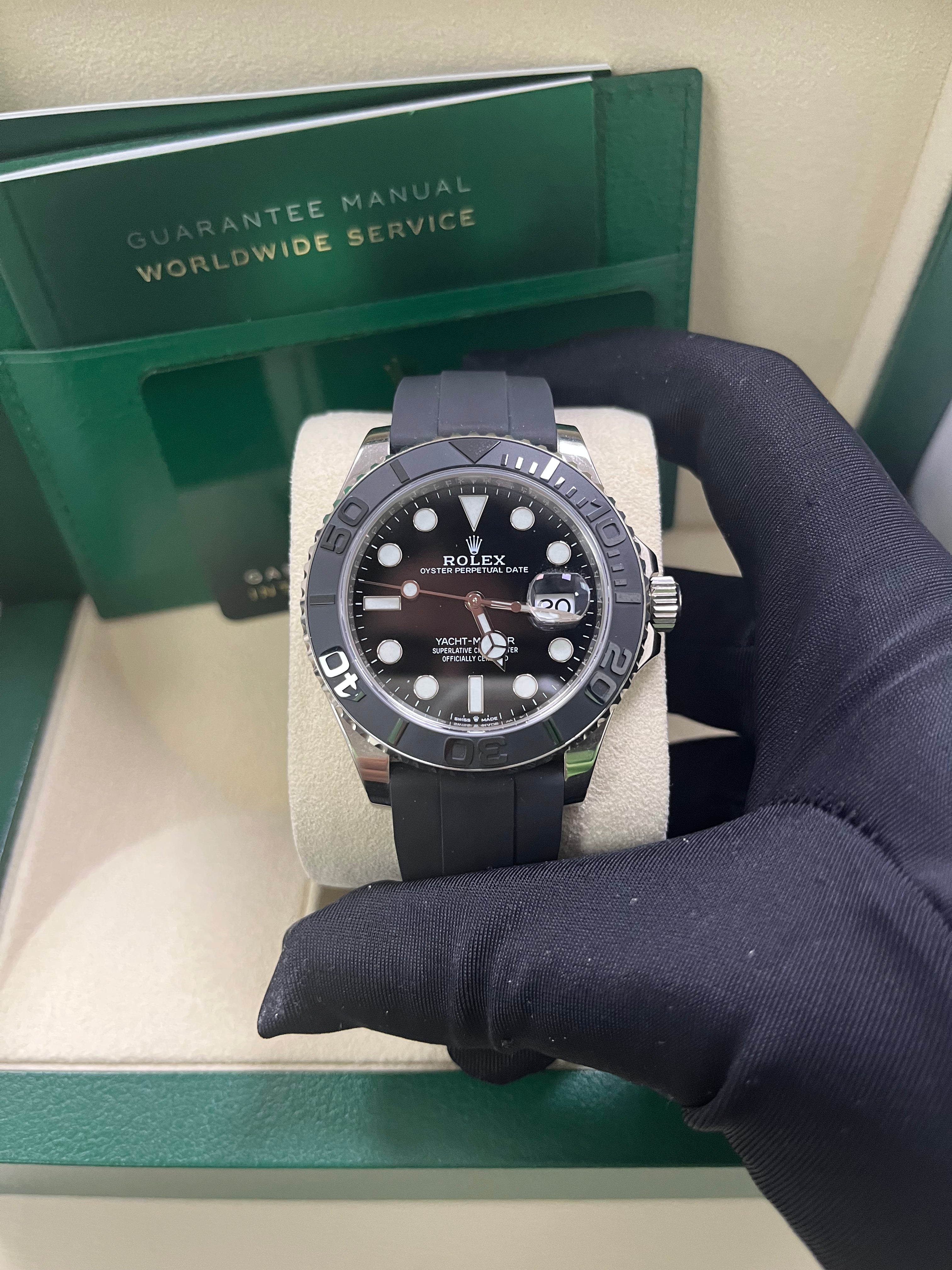 Rolex Yacht-Master 42 White Gold Men's Watch with Black Dial & Oysterflex Bracelet - Ref. 226659 - Luxury Diving Timepiece for Sailing, Yachting & Formal Occasions