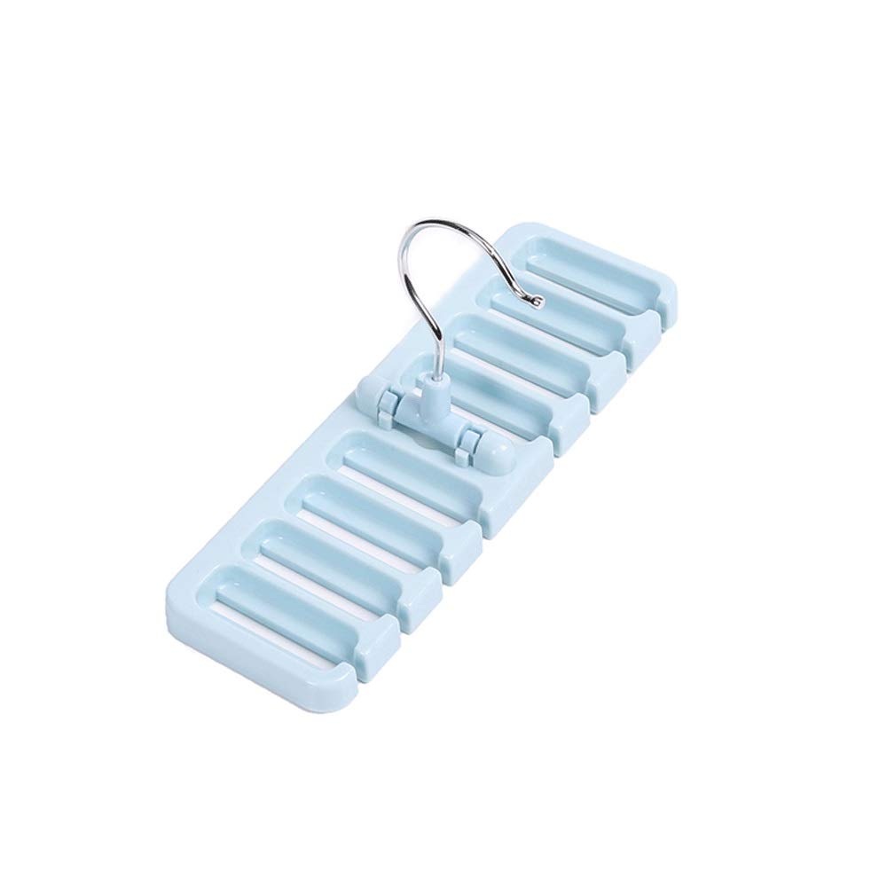 Space Saving 8-Hole Belt & Scarf Hanger - Multi-Function Closet Organizer for Ties, Belts & Accessories - Blue Plastic Wardrobe Storage Solution (Perfect for Small Closets, Dorm Rooms & Travel)