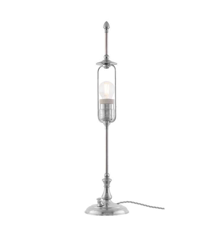 Kellgren Nickel Table Lamp Without Shade - Modern Minimalist Lighting for Living Room, Bedroom, or Office Decor