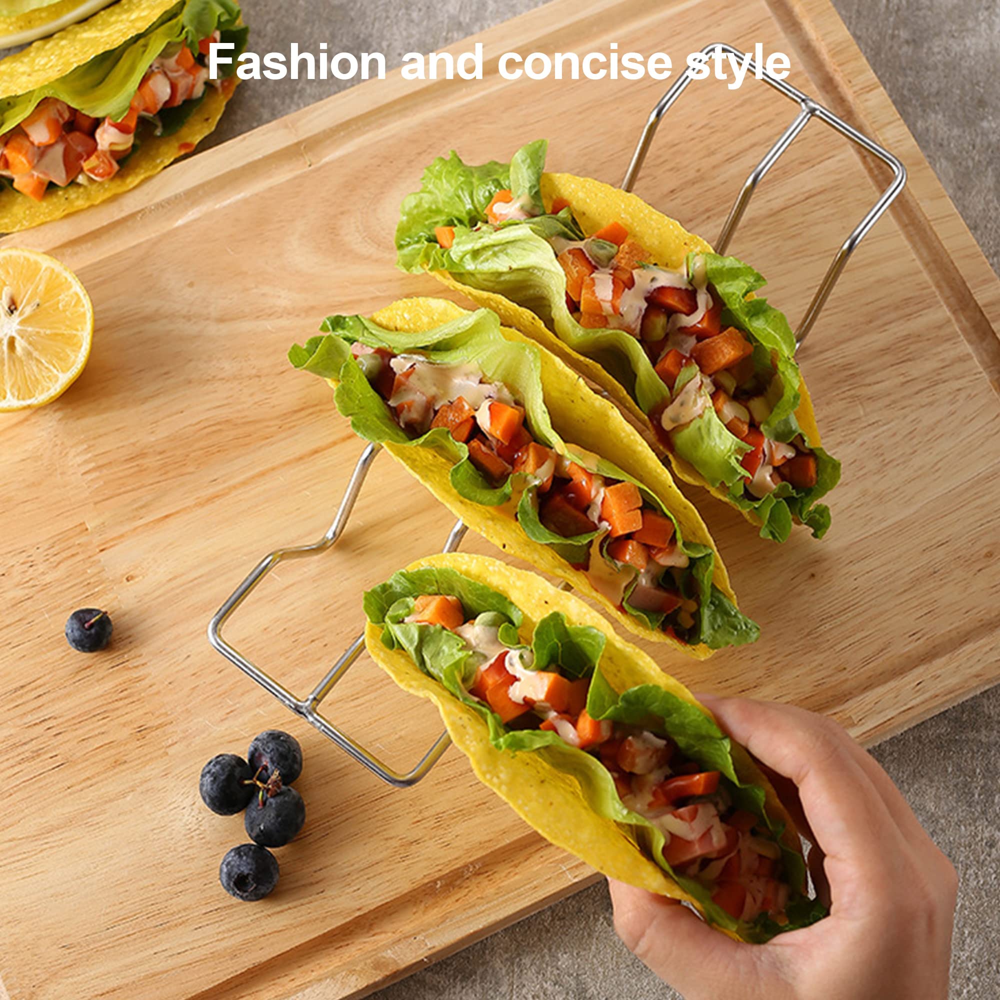 JIBOLAT Stainless Steel Taco Holders Set of 3 - Taco Shell Stand with 4 Slots Each, Oven & Dishwasher Safe for Baking & Grilling - Perfect for Taco Bars, Parties & Mexican-Themed Dinners