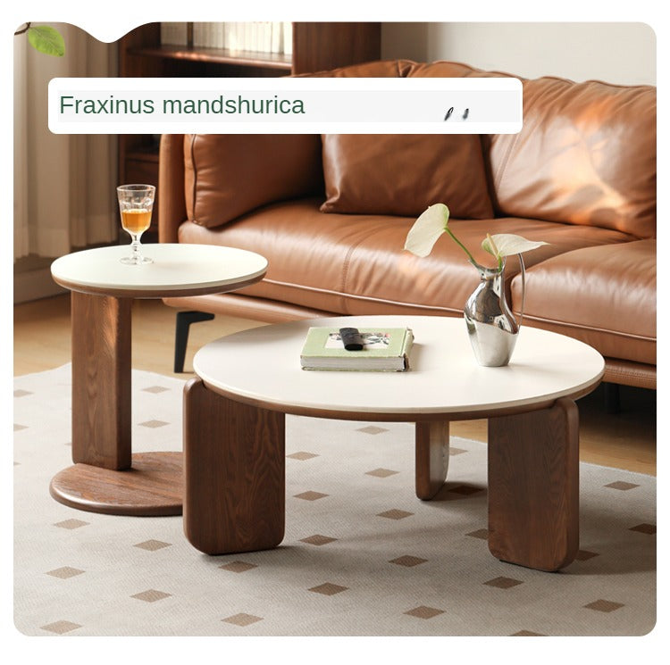 Solid Wood Coffee Table - Oak, Ash, Poplar with Slate Top | Rustic Modern Living Room Furniture for Home Decor & Entertainment Areas