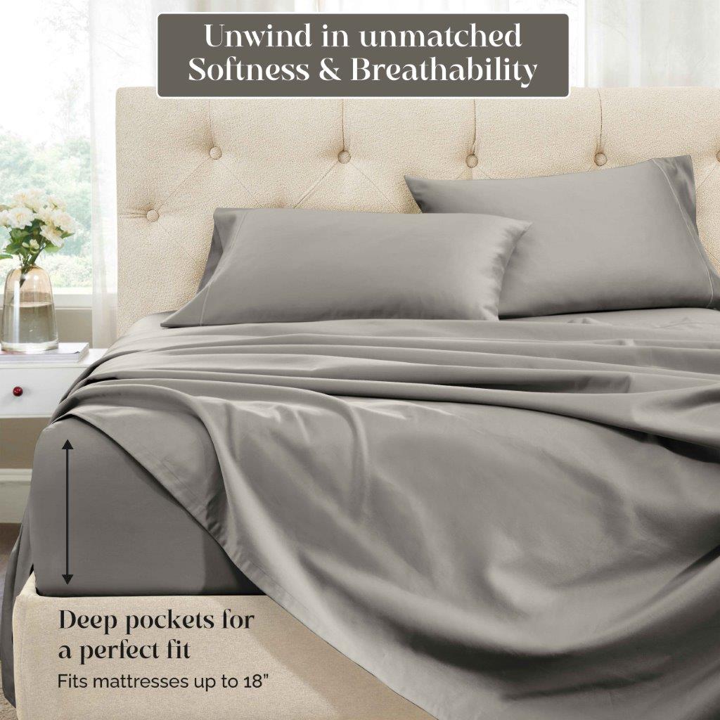 Luxury Egyptian Cotton 1500 Thread Count Embroidered Sheet Set - Queen Size Bedding for Ultimate Comfort & Breathability - Perfect for Master Bedrooms, Guest Rooms & Hotels