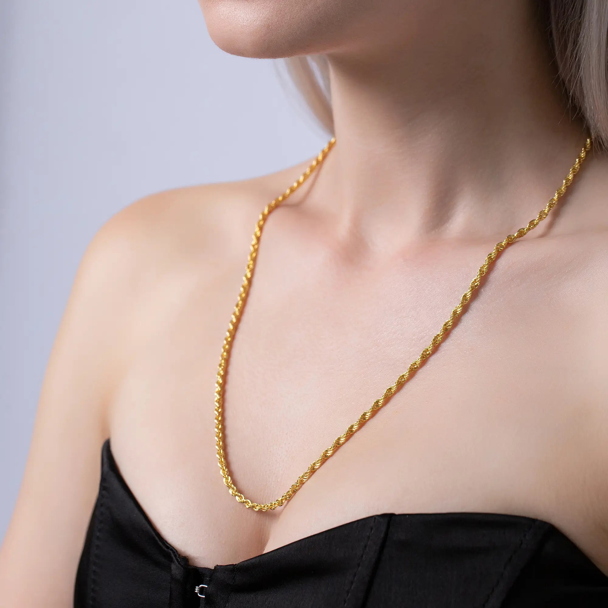 Stylish Rope Chain Necklace for Women & Men - 14K Gold Plated, Durable & Hypoallergenic - Perfect for Everyday Wear, Gifts & Special Occasions