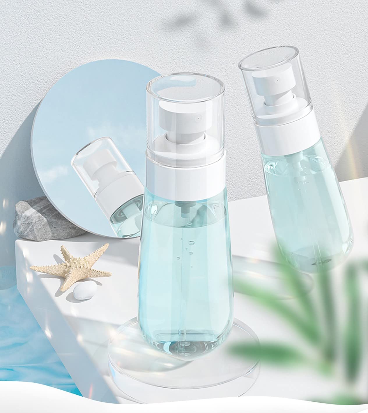 Wolpin 100ml Clear Plastic Spray Bottles (2-Pack) - Refillable Fine Mist Travel Bottles for Toiletries, Cosmetics, Toner & Perfume - Perfect for Travel, Gym, Home & Salon Use