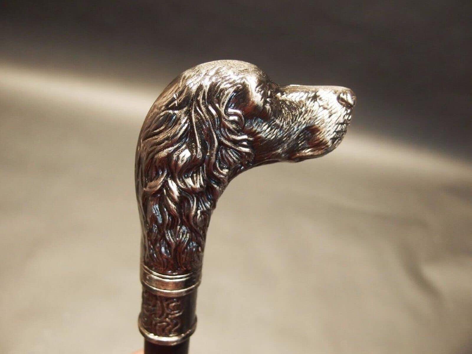 Antique Silver Dog Head Walking Cane - Traditional Unisex Walking Stick for Men & Women - Perfect for Hiking, Fashion Accessory, and Elderly Support