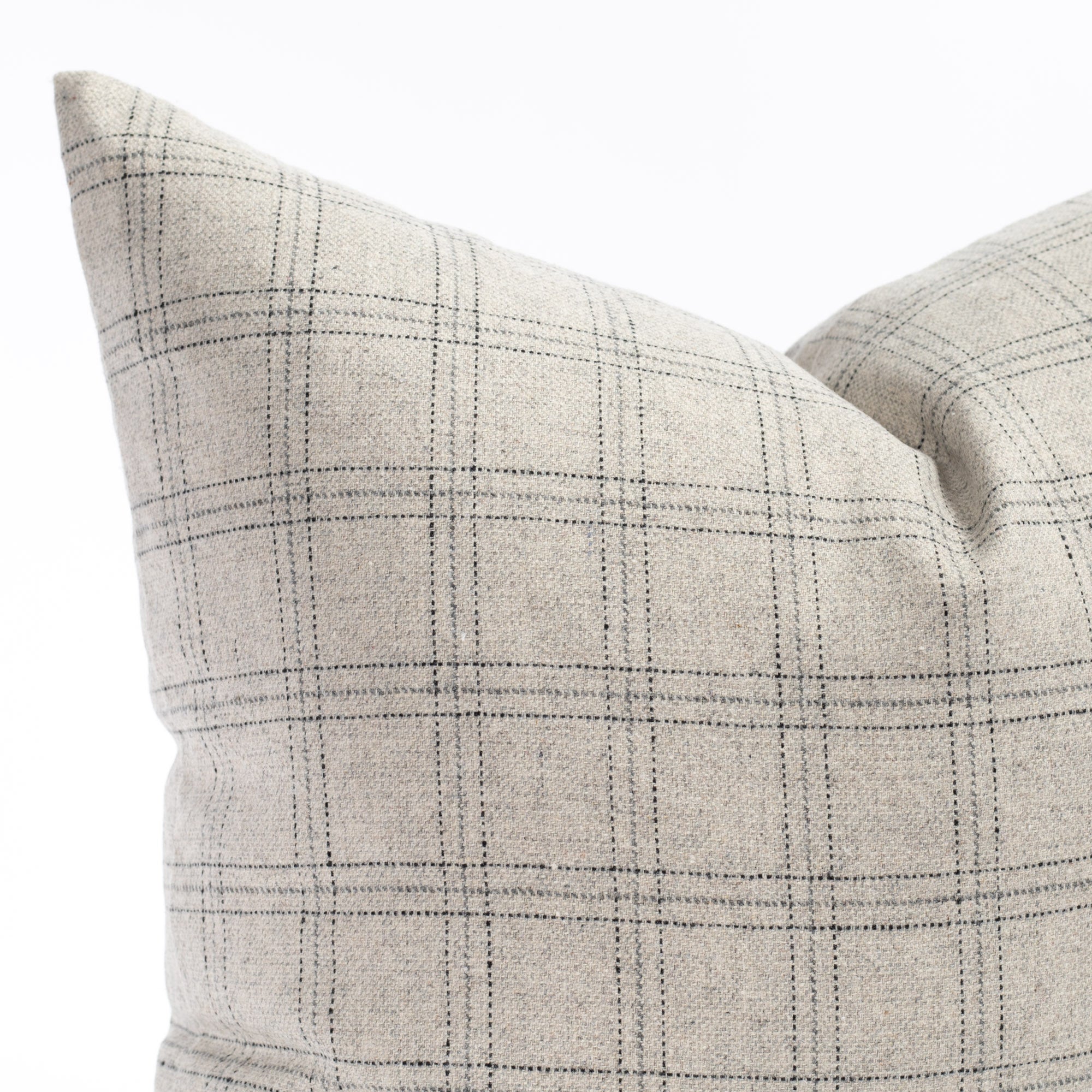 Dorset Plaid 20x20 Decorative Throw Pillow Cover - Light Grey Checkered Cushion for Sofa, Bed & Home Decor