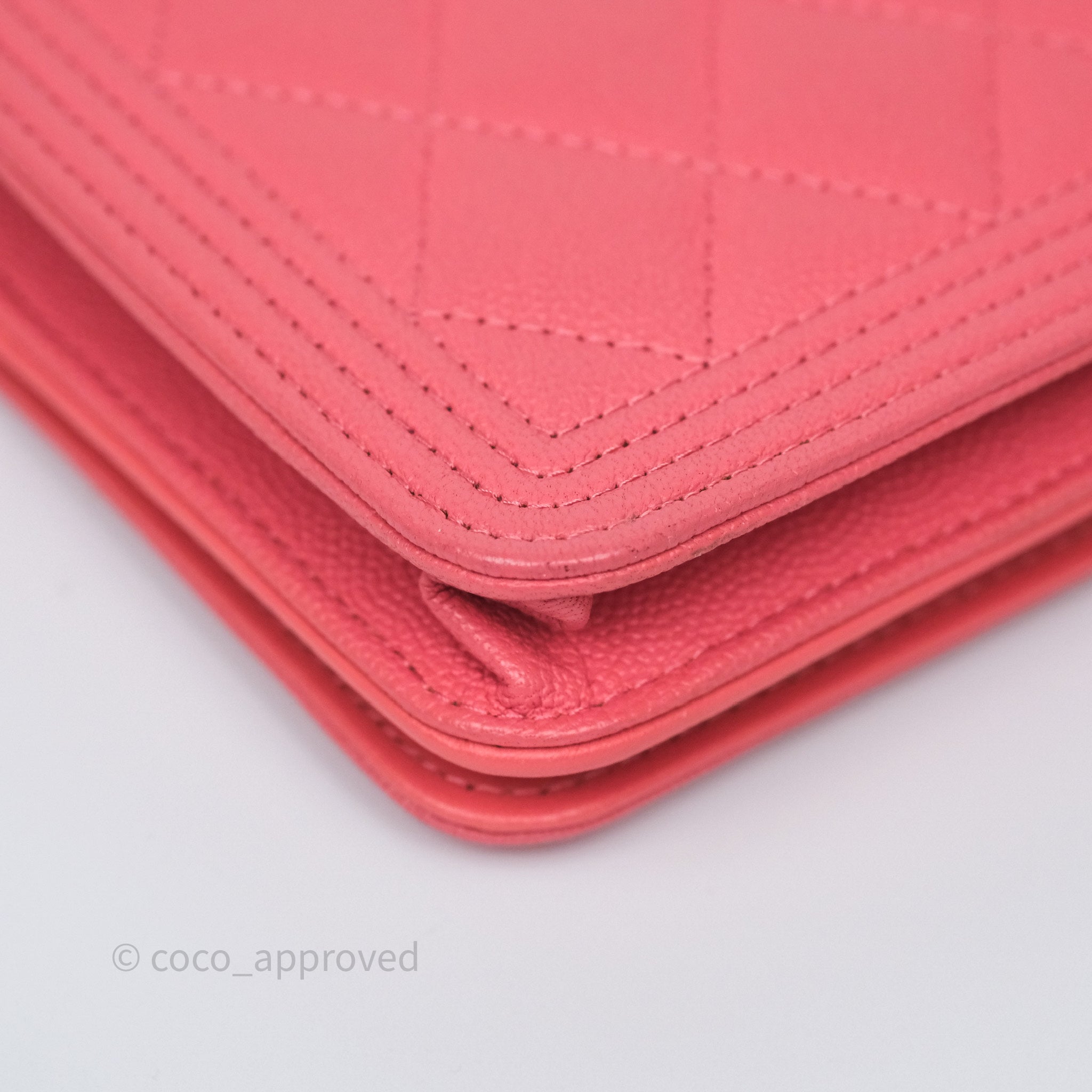 Chanel Boy Wallet on Chain WOC Quilted Dark Pink Caviar Leather with Aged Gold Hardware - Perfect for Evening Events & Luxury Fashion Accessories