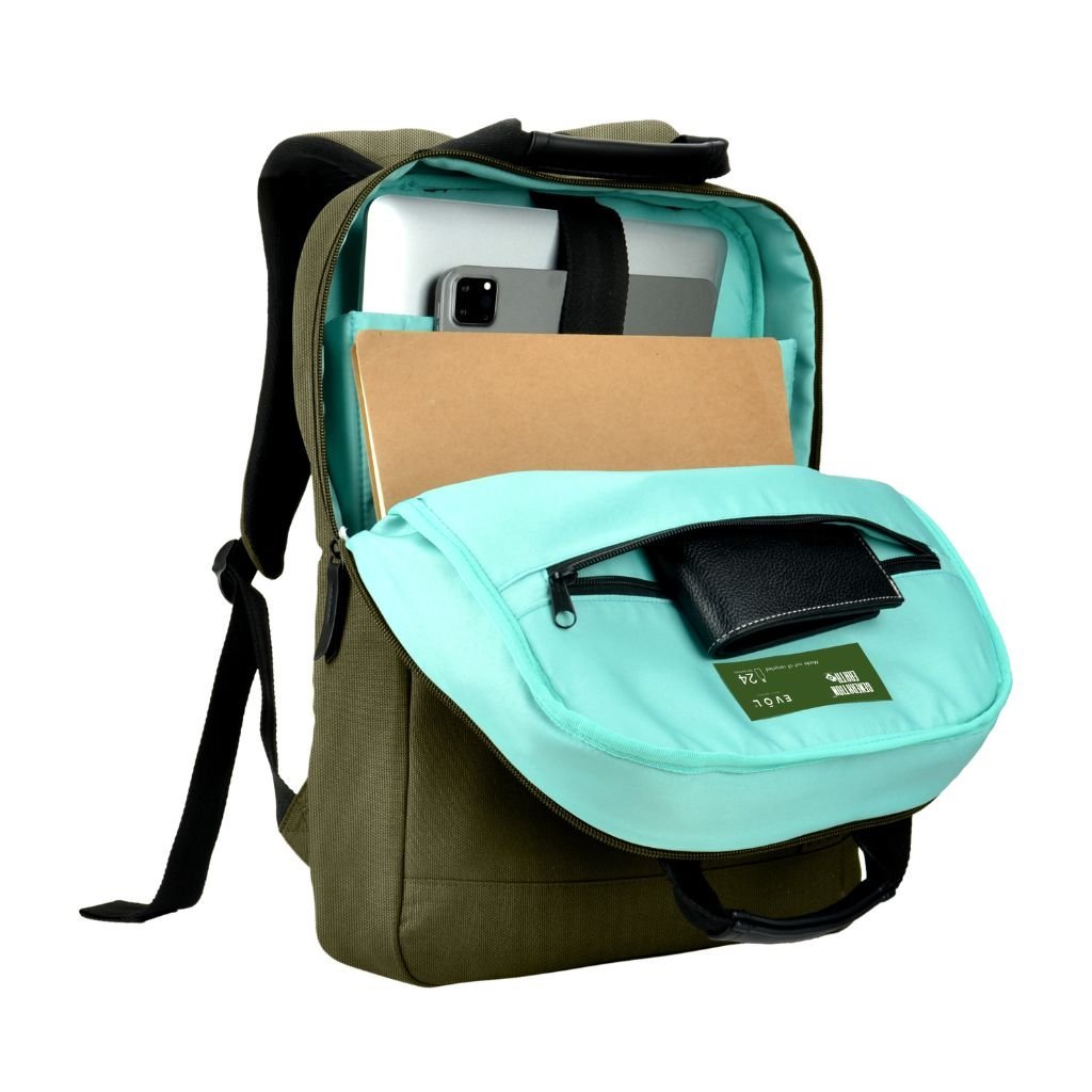 Evol 15.6 Inch Recycled Business Laptop Backpack - Olive Green | Durable & Eco-Friendly Work Bag for Office, Travel & Commuting