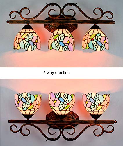 Tiffany Style Bathroom Vanity Light - Stained Glass Makeup Mirror Lighting for Dressing Room