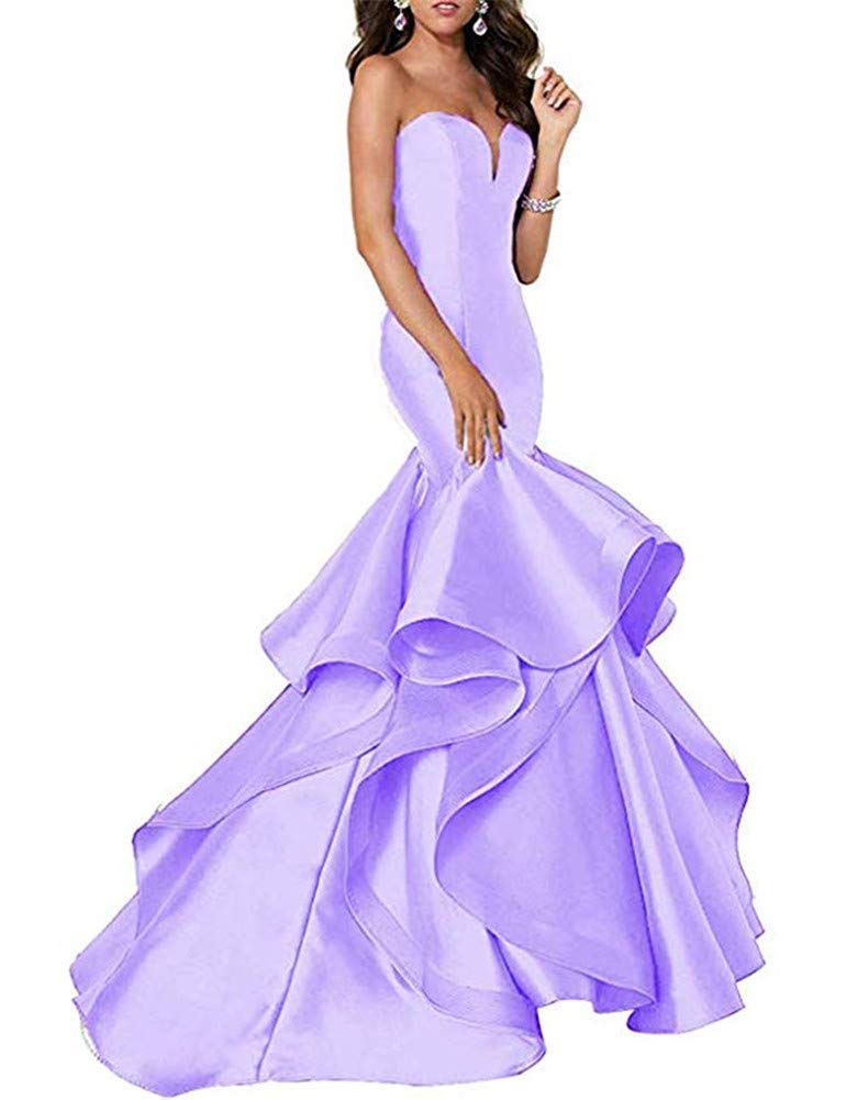 AI Maria Women's Mermaid Prom Evening Party Dresses - Elegant Tiered Formal Gown for Homecoming, Wedding Guest & Special Occasions