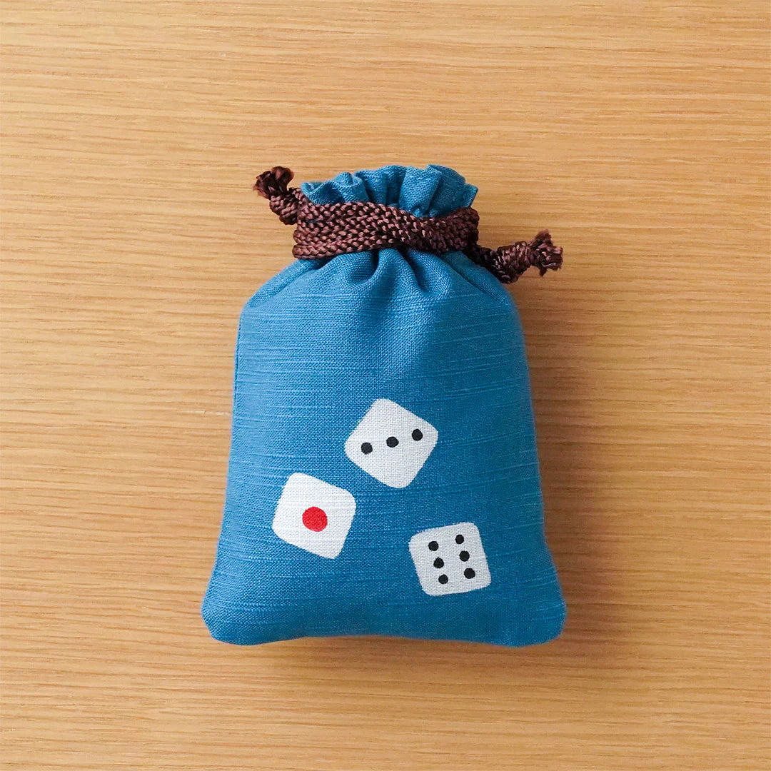 Katazome Small Talisman Bag - Japanese Traditional Craft Drawstring Pouch with Dice | Perfect for Good Luck Charms, Travel Amulets & Spiritual Protection
